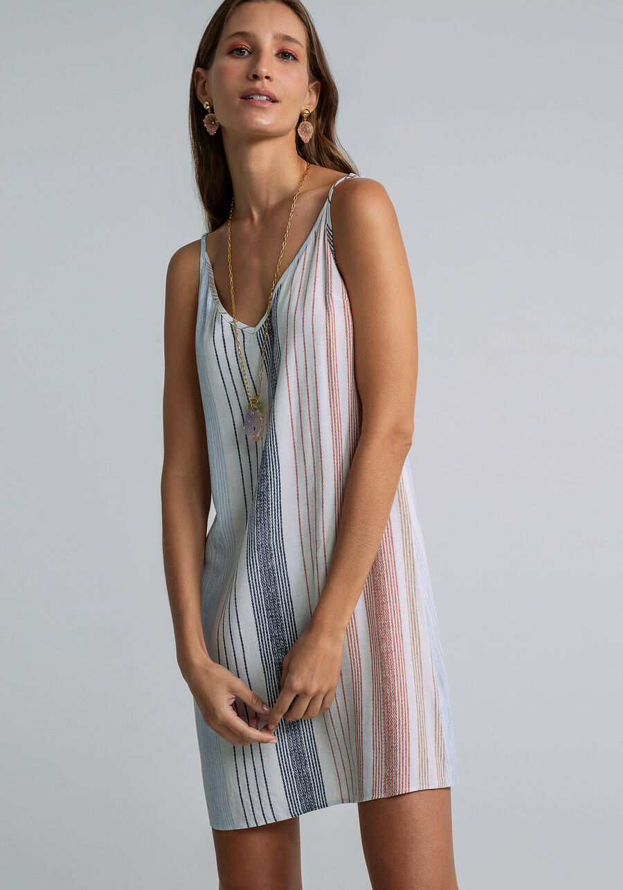 Vestido com Lenço Sobreposto Estampado, DESCANSO. Vestido com Lenço Sobreposto Estampado, DESCANSO, large.