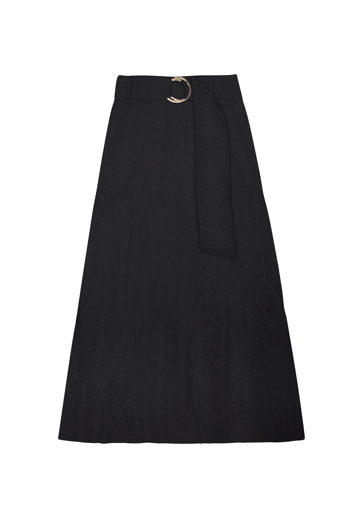 Saia Midi Cinto Estampada, PRETO REATIVO, large.