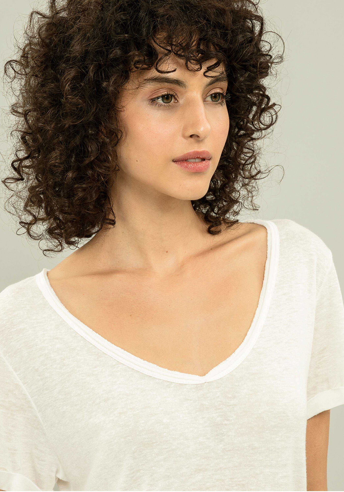 Blusa Decote V Less is More Branco Off White, , large.