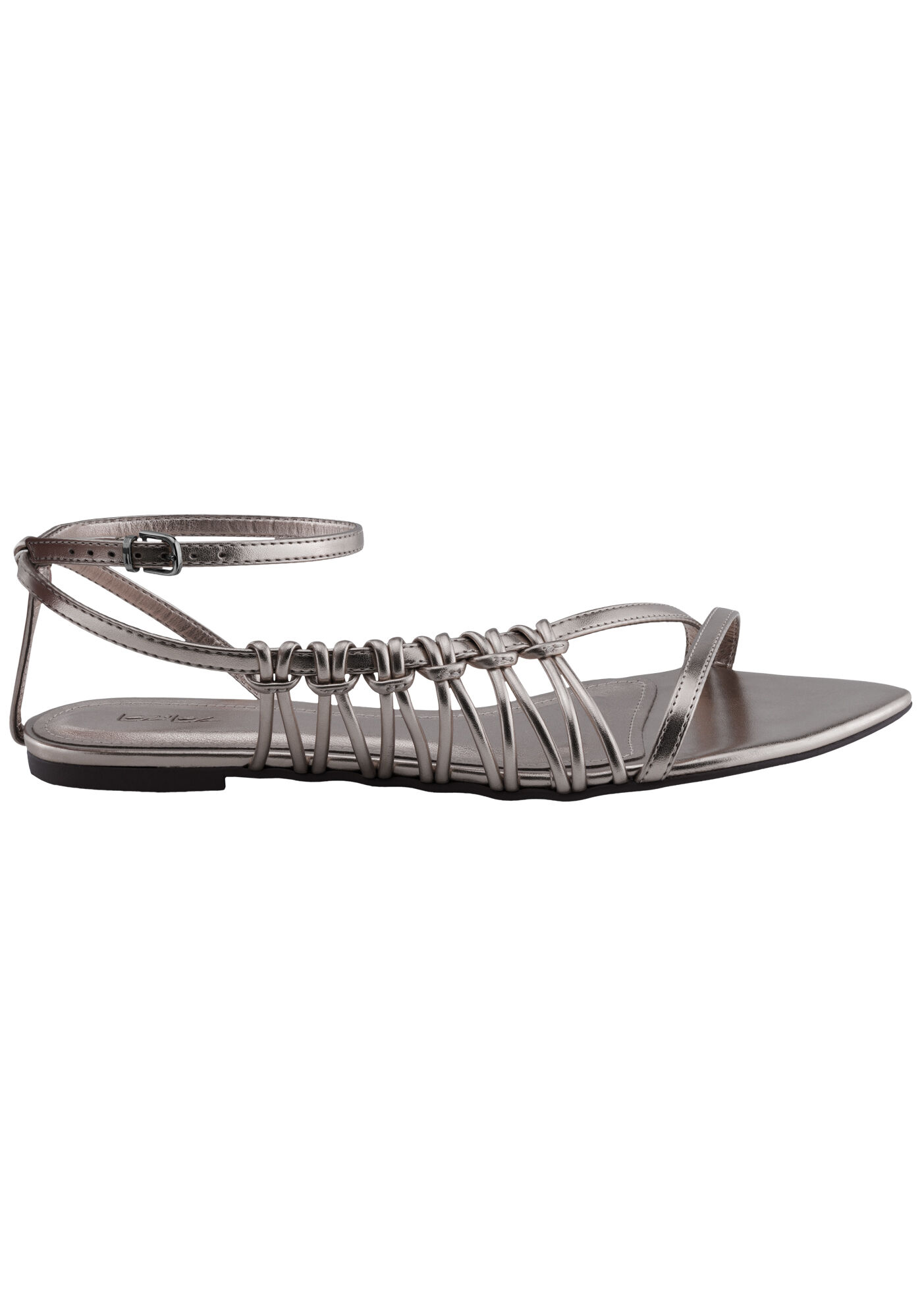 Sand&aacute;lia Rasteira Metalizada com Bico Fino, , large.