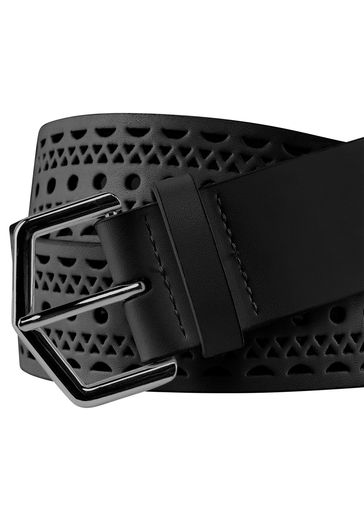 Cinto De Cintura Vazado Com Fivela, PRETO, large.