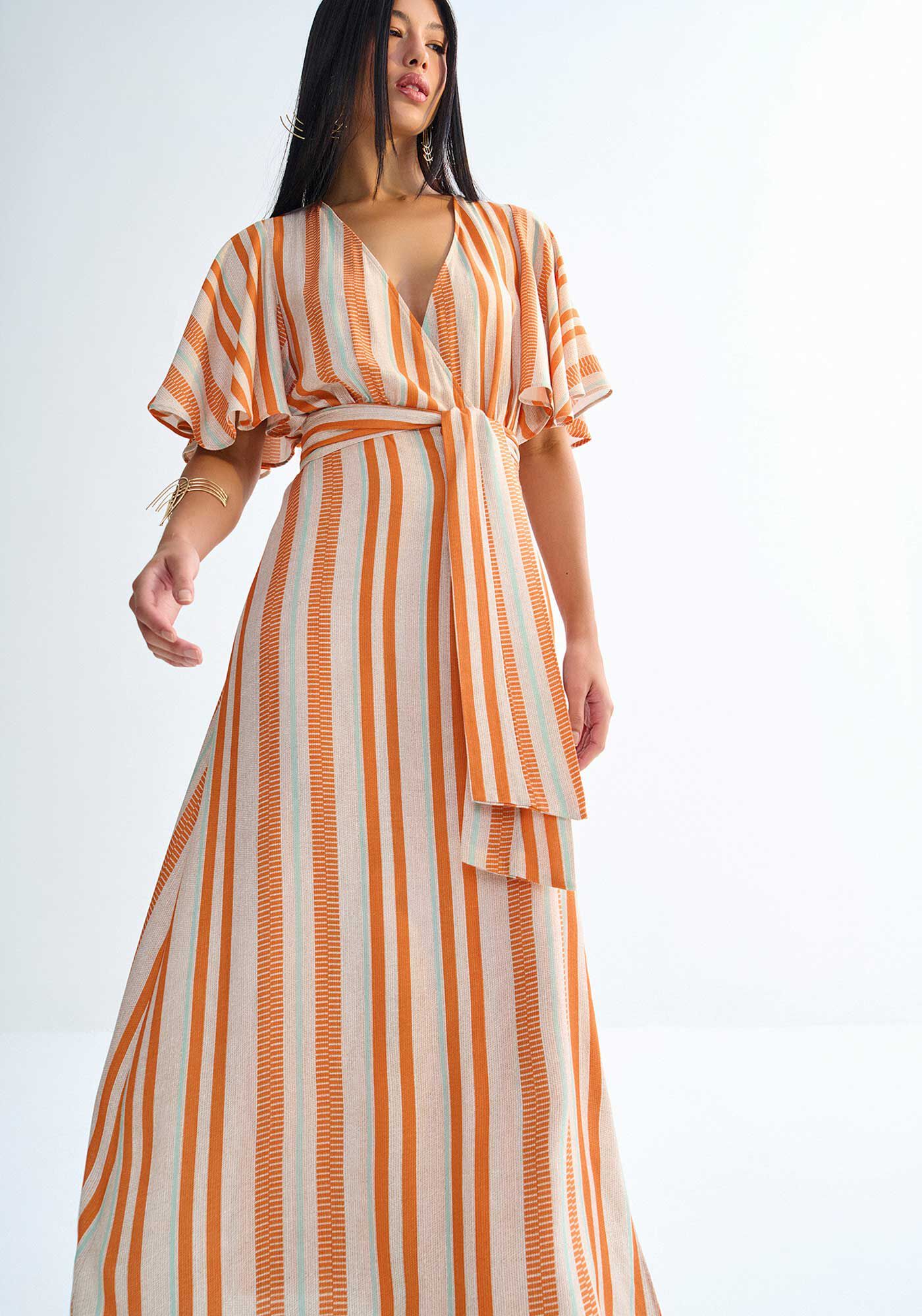 Vestido Midi Transpassado em Viscose Estampado, , large.