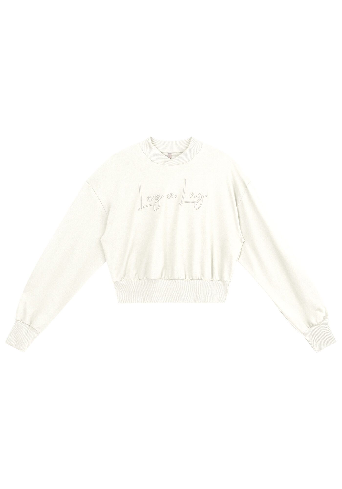 Blus&atilde;o Cropped em Molecotton com Bordado Lez a Lez, , large.