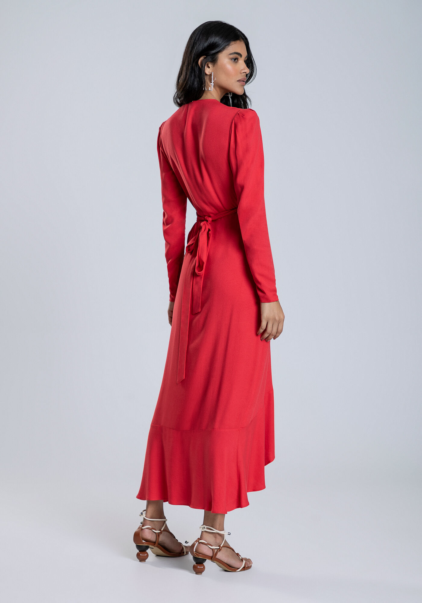 Vestido Midi Transpassado em Crepe com Babado, VERMELHO OXOSSI, large.