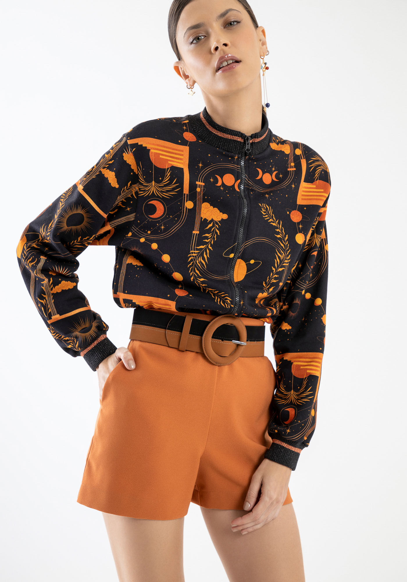 Shorts Alfaiataria em Crepe com Cintura Alta, , large.