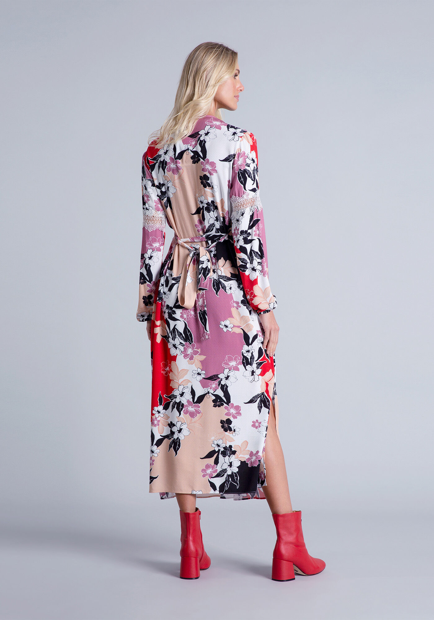 Vestido Manga Longa M&iacute;di Renda, , large.