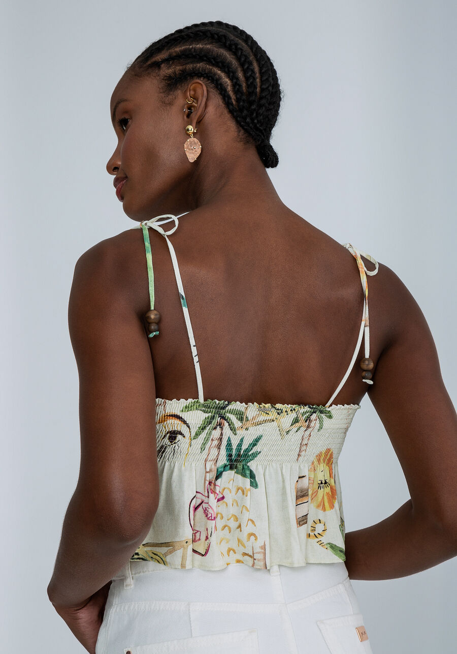 Blusa com Alças Franzido Busto, . Blusa com Alças Franzido Busto, , large.