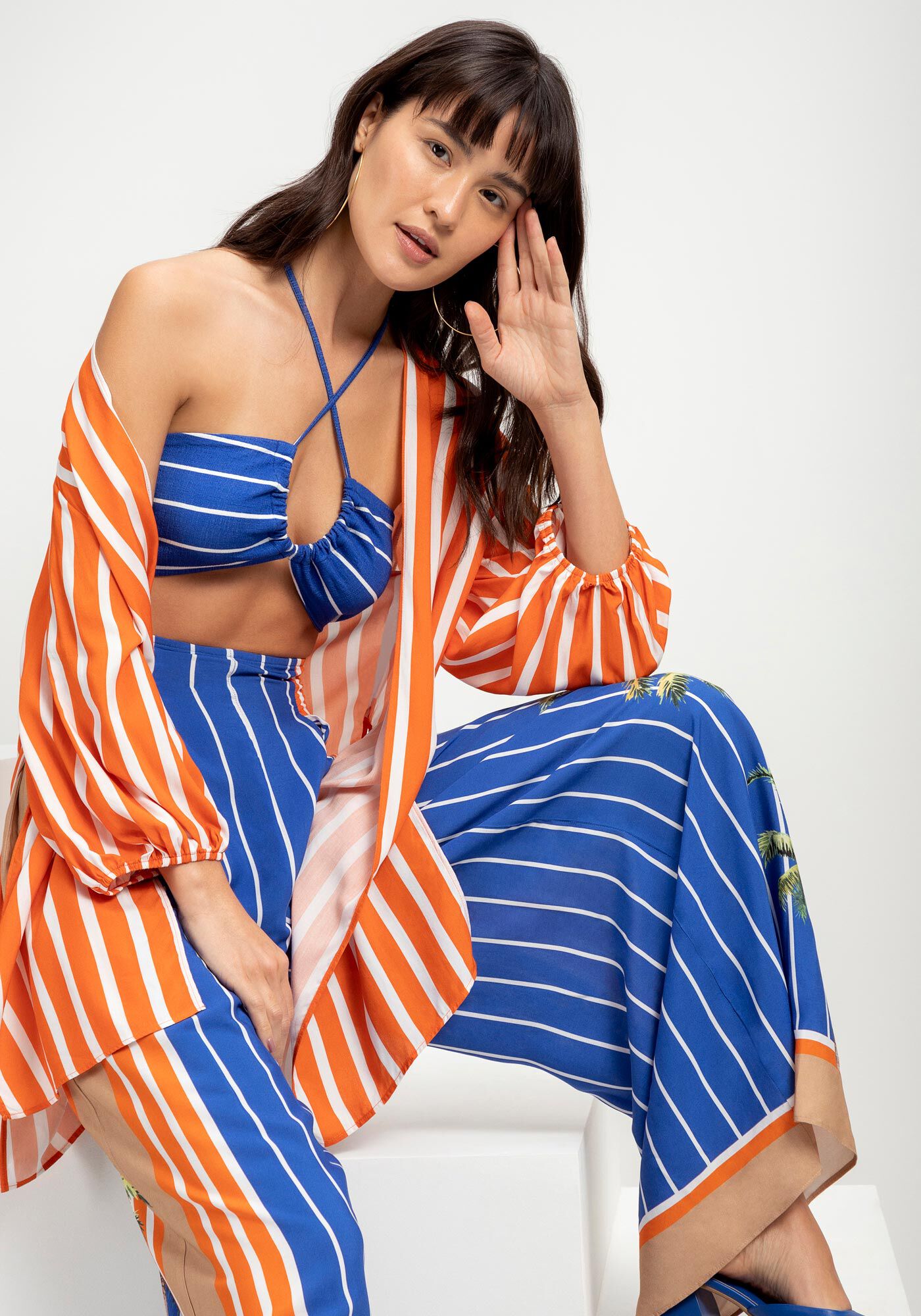 Kimono em Viscose com Top Estampado, , large.