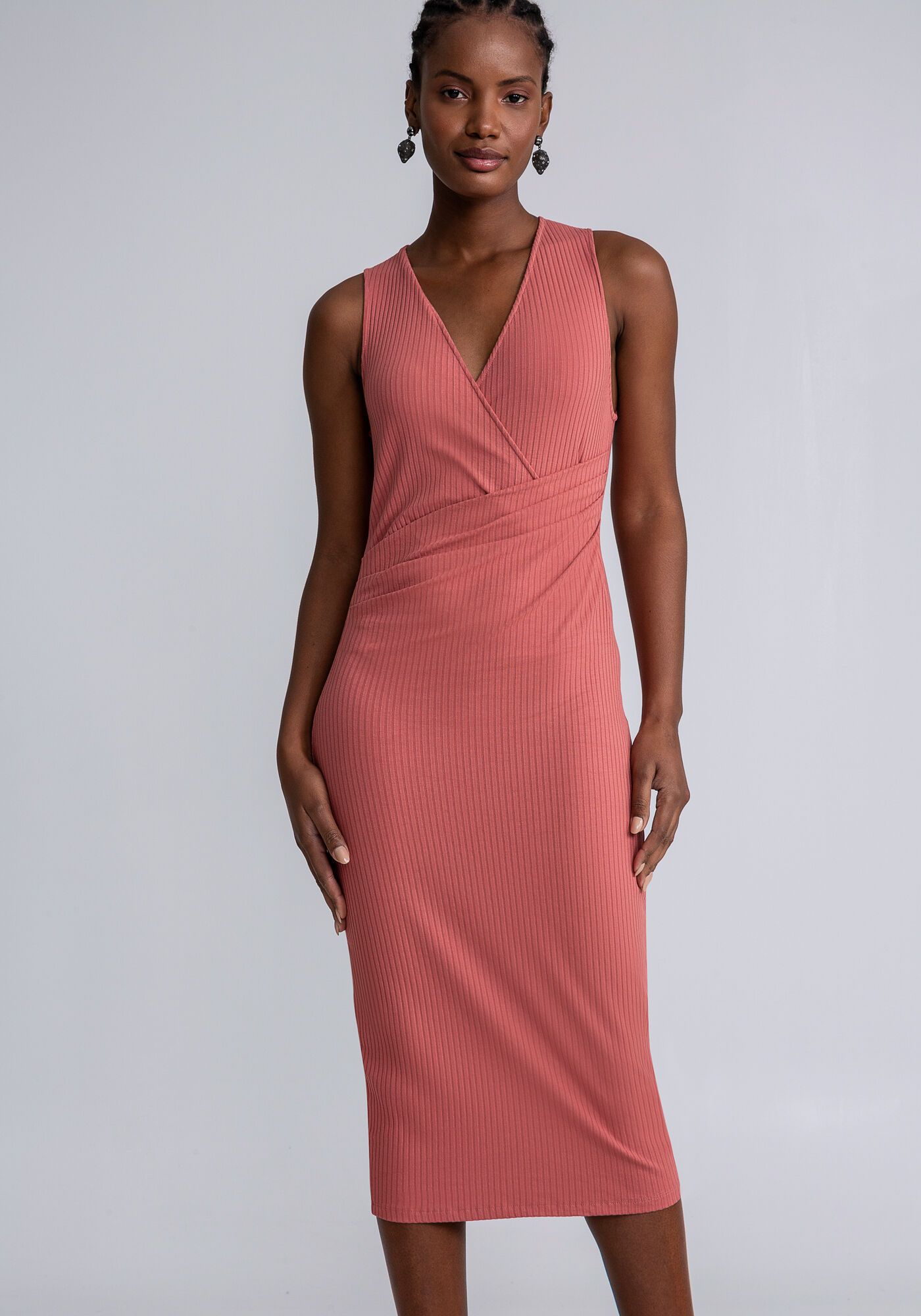 Vestido rose shop midi justo