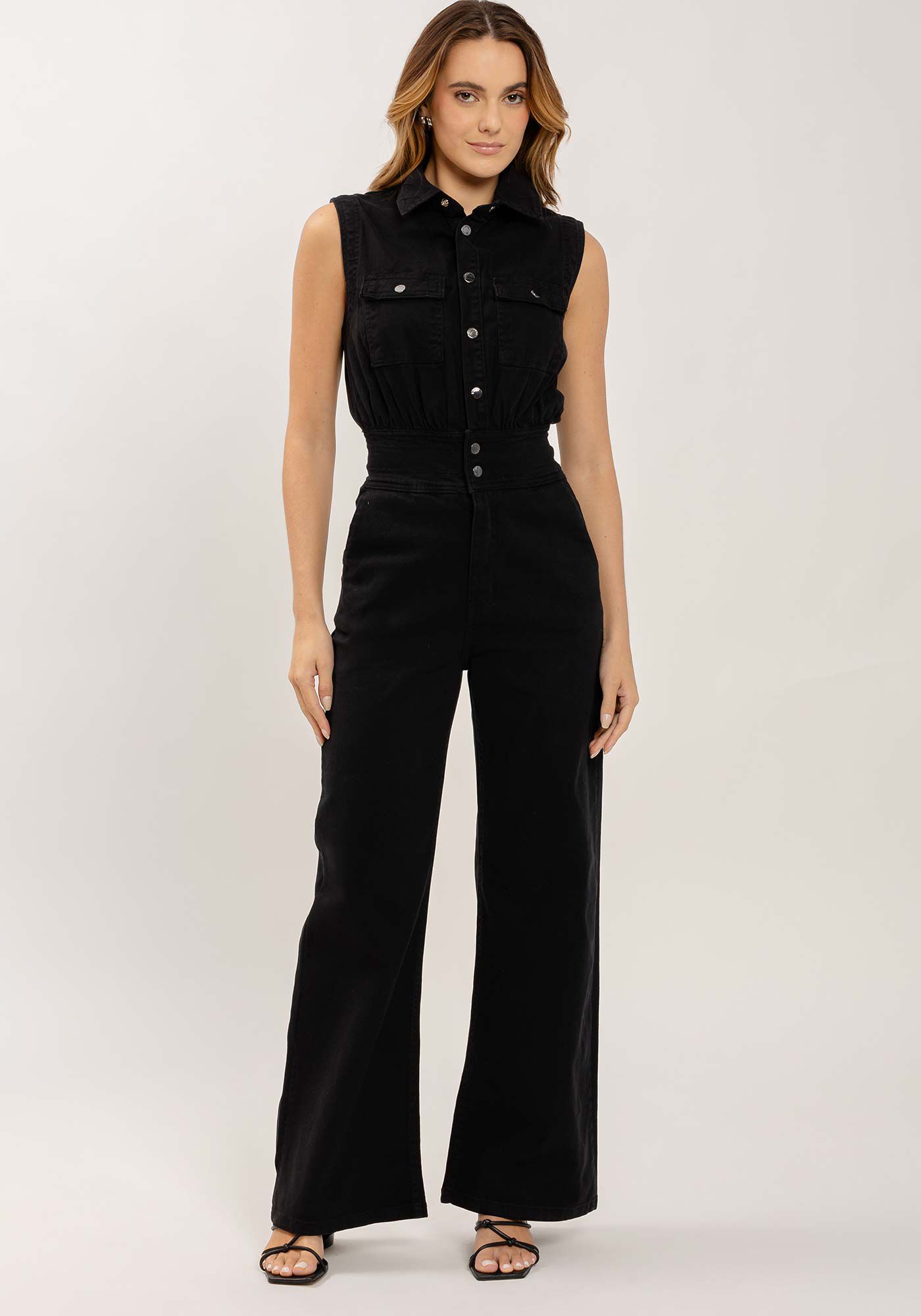 Macac&atilde;o Sarja Longo Utilit&aacute;rio com Bolsos, , large.