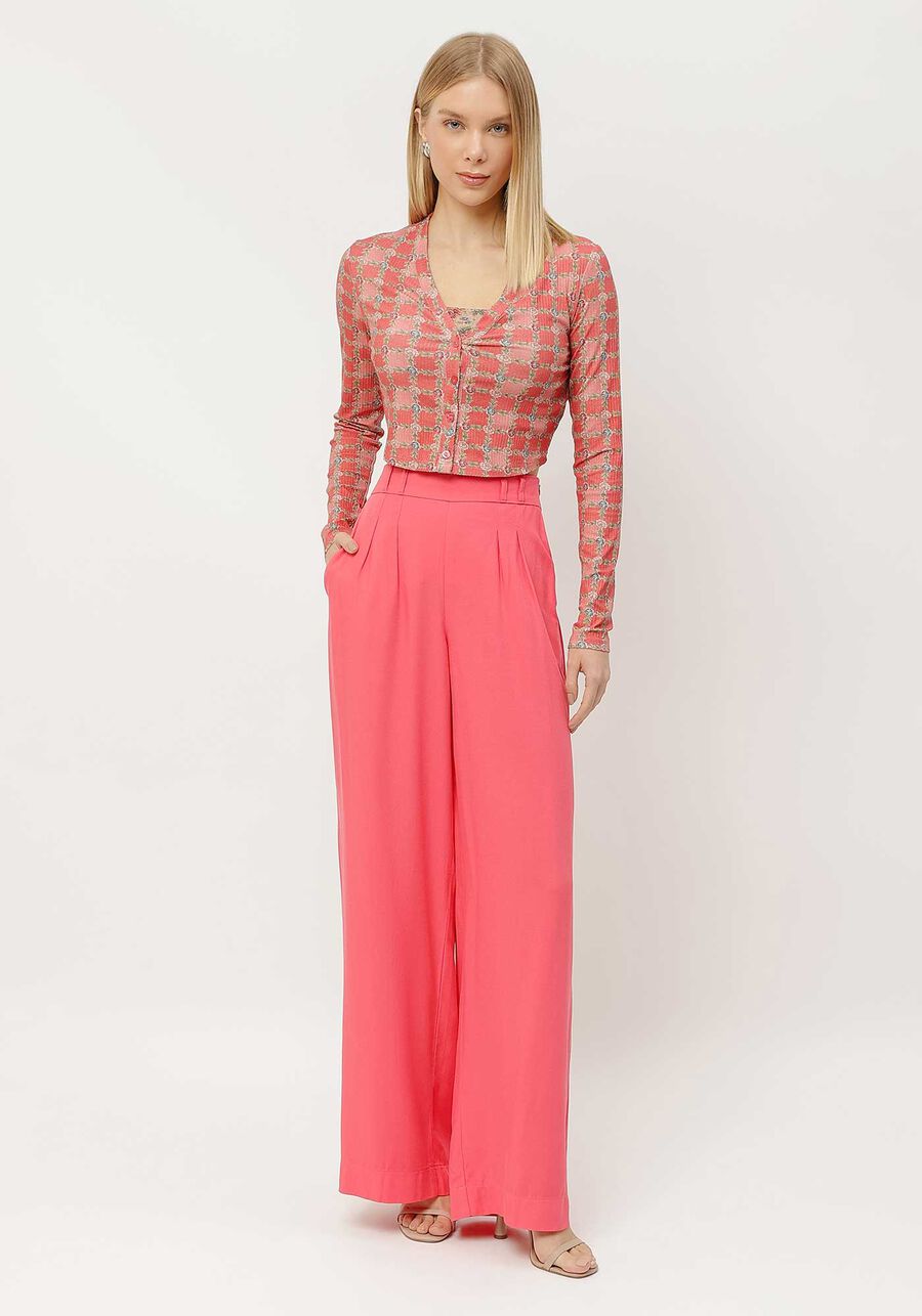 Cardigan Cropped Estampado Canelado com Top, . Cardigan Cropped Estampado Canelado com Top, , large.