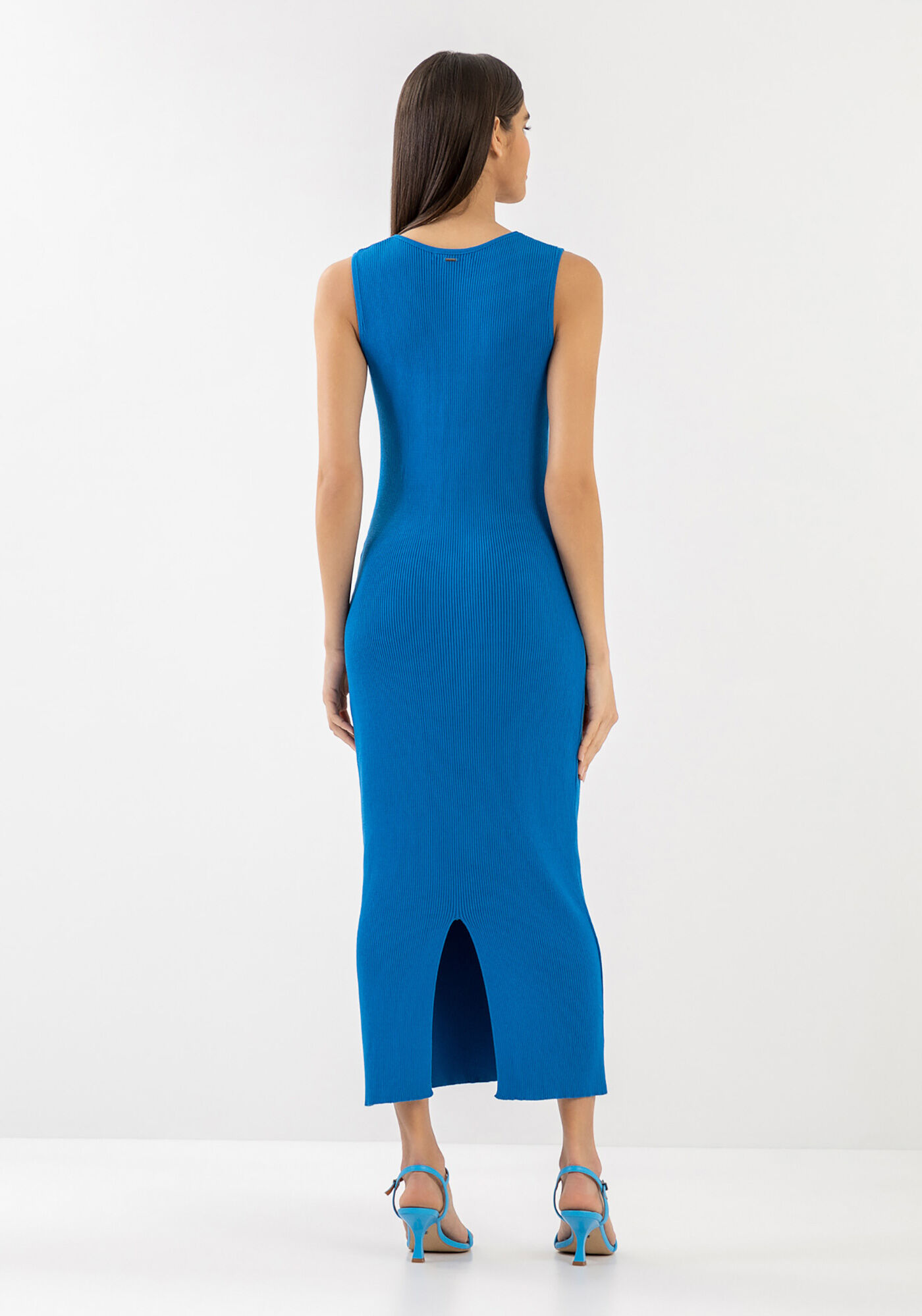 Vestido Midi em Tric&ocirc; com Decote Quadrado, , large.