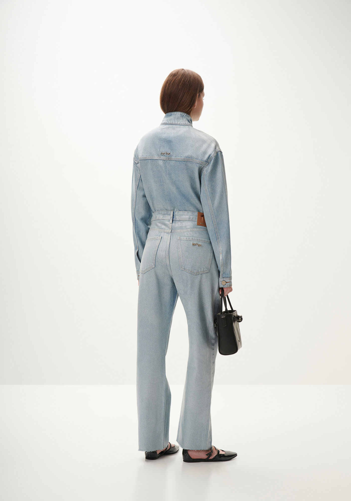 Cal&ccedil;a Jeans Reta Cropped com Efeito Gloss, JEANS, large.