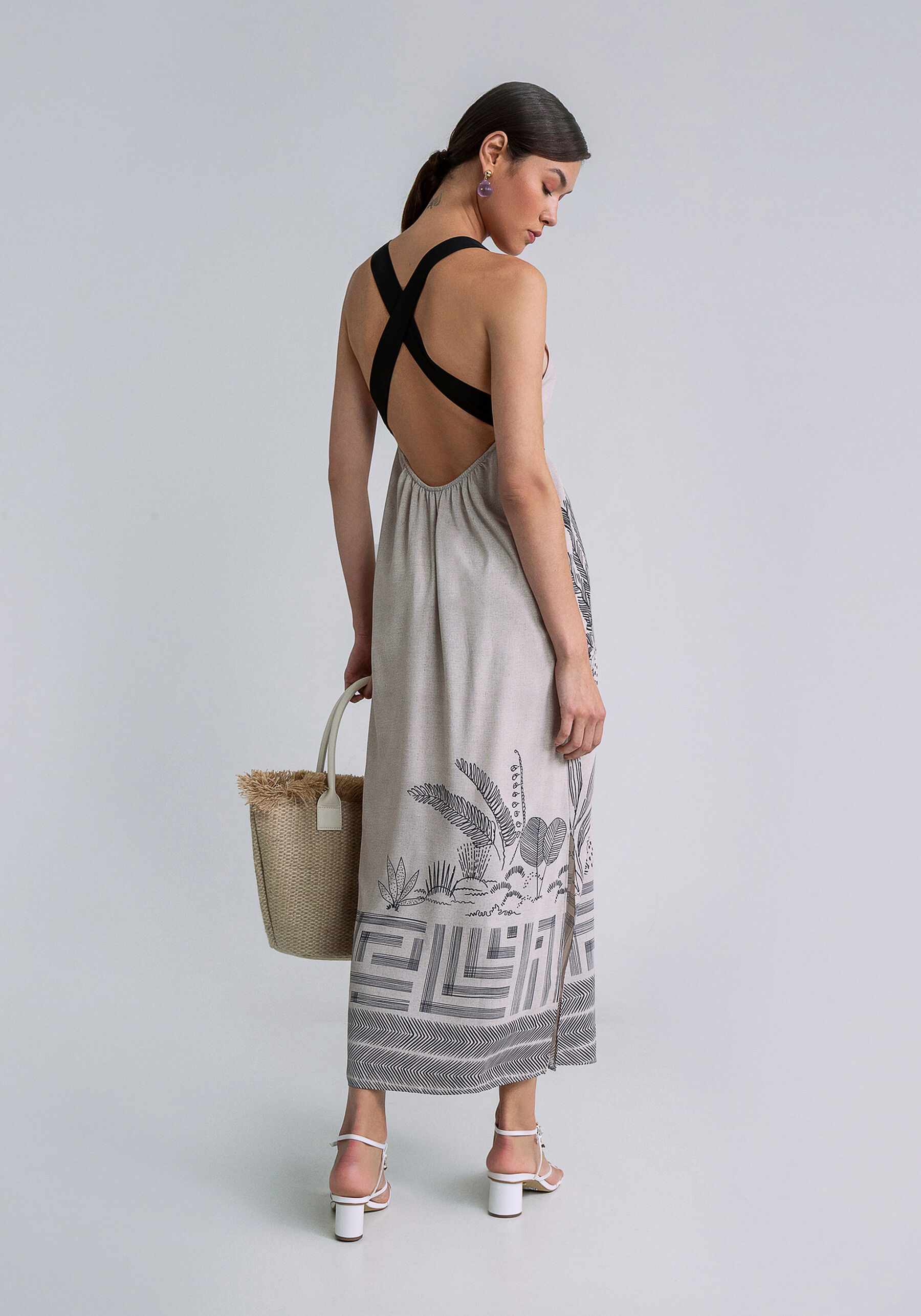 Vestido Midi Alças Amarração, CAMINHOS. Vestido Midi Alças Amarração, CAMINHOS, large.