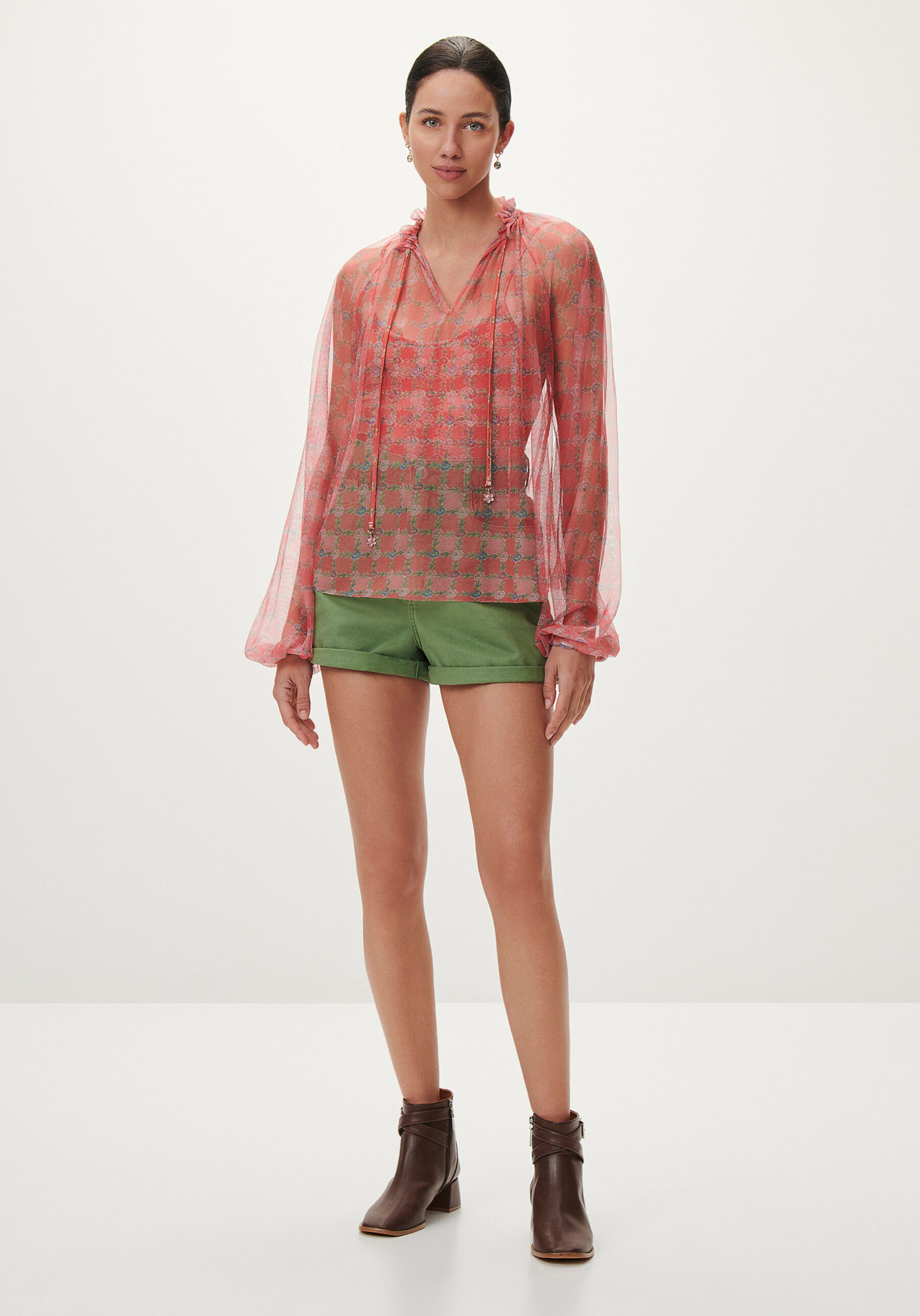 Blusa Manga Longa Bufante em Tule Estampado, . Blusa Manga Longa Bufante em Tule Estampado, , large.