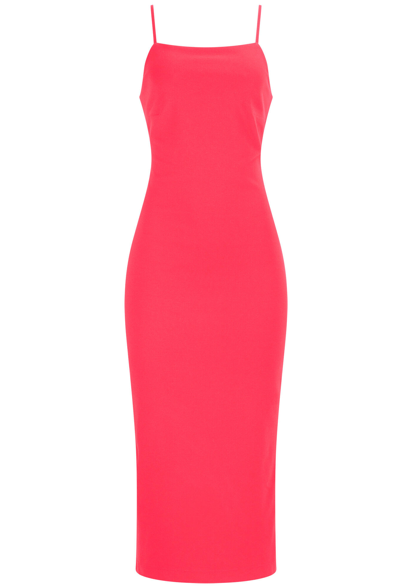 Vestido Midi em Malha com Decote Reto, , large.