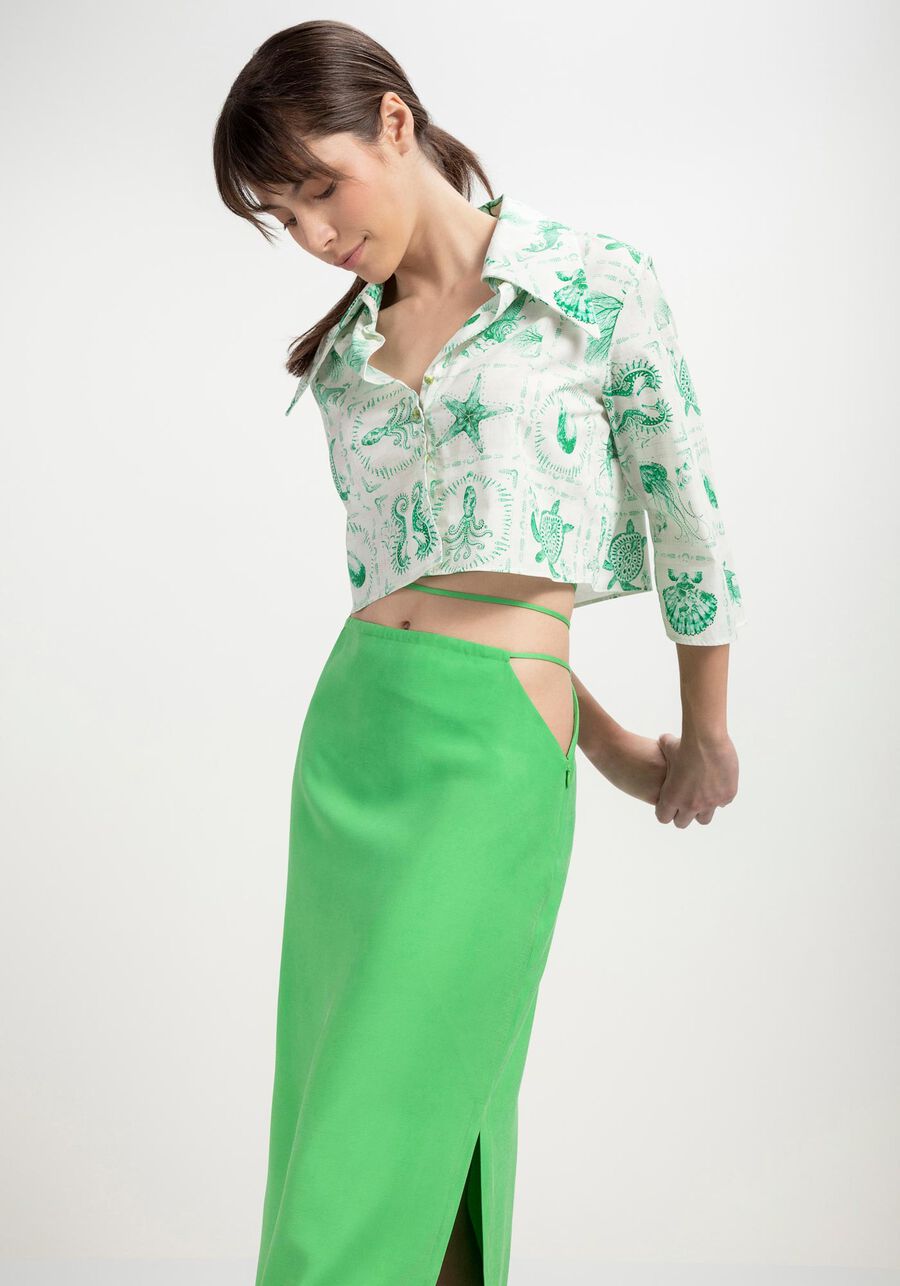 Saia Midi Lápis com Fenda e Amarração, . Saia Midi Lápis com Fenda e Amarração, , large.