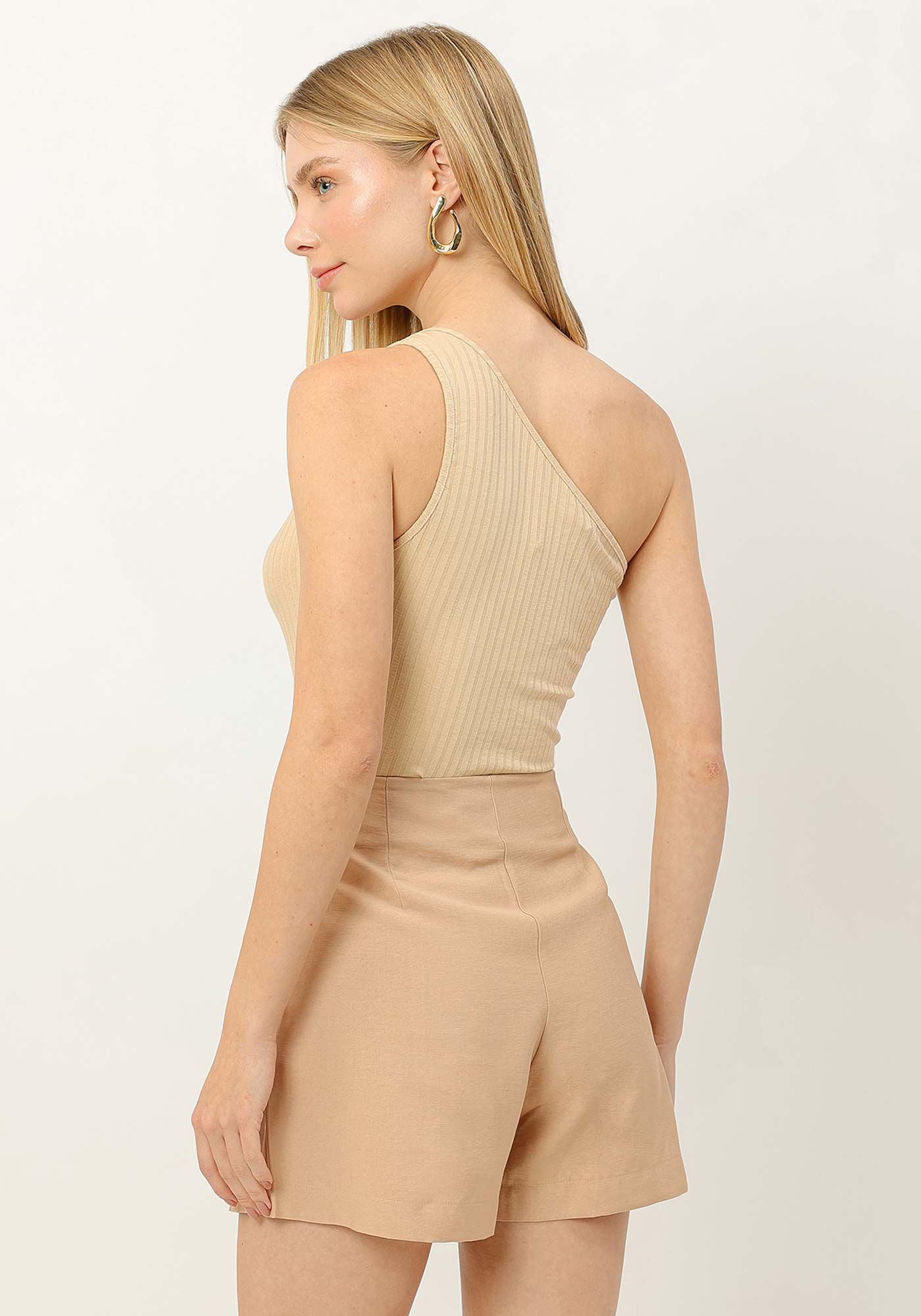 Blusa Um Ombro S&oacute; Canelada, , large.