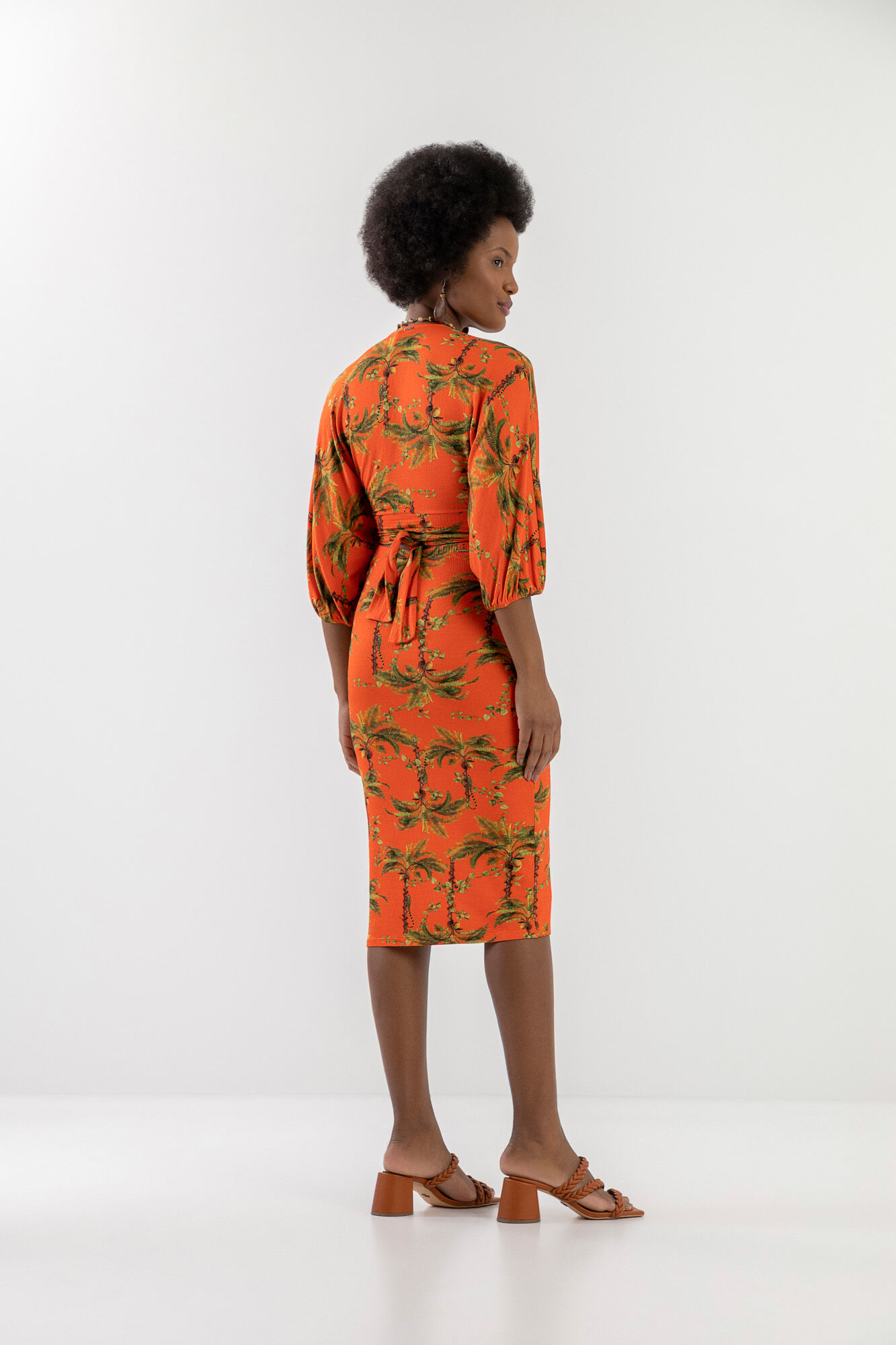 Saia Midi Estampada com C&oacute;s Transpassado, , large.