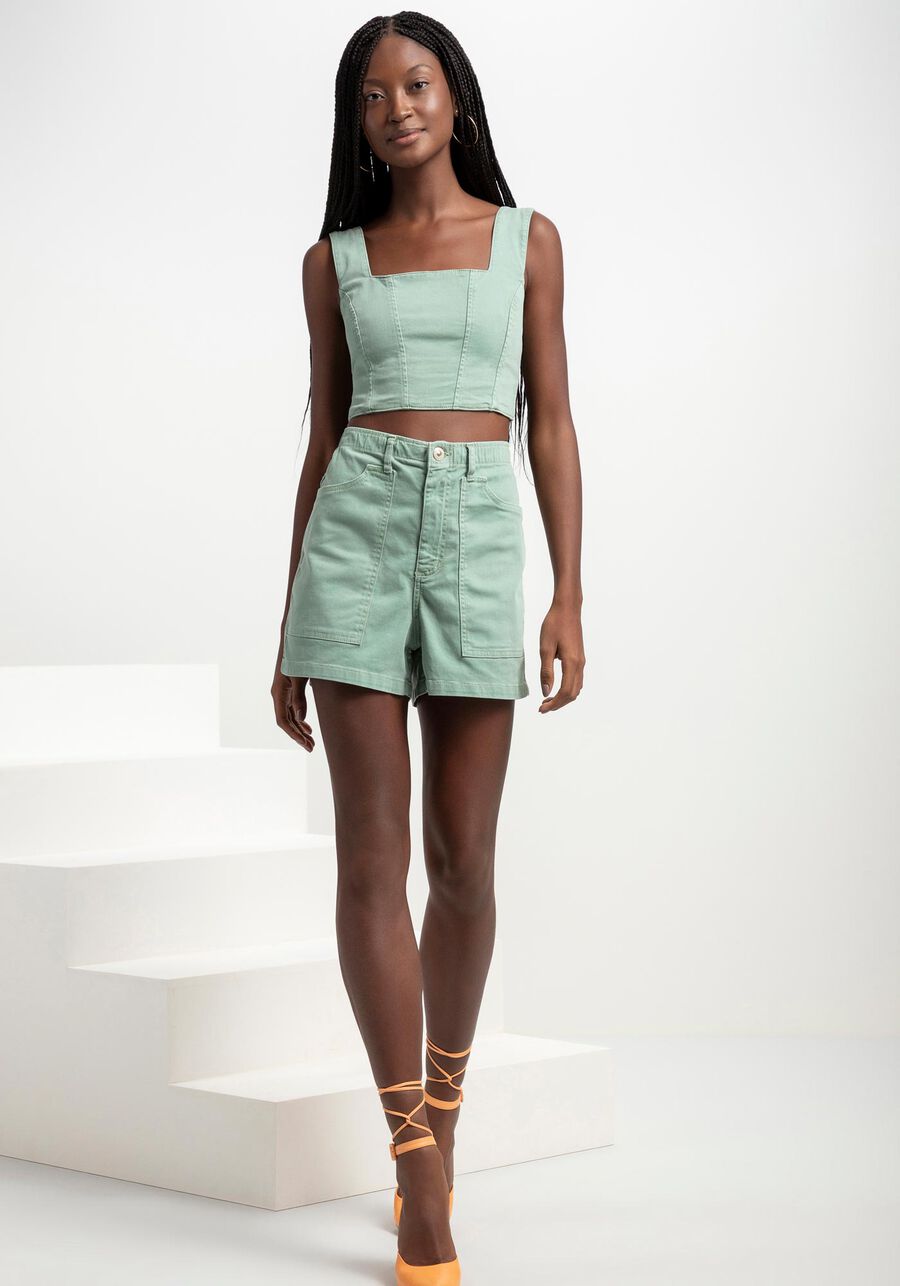 Shorts Sarja com Cintura Super Alta, . Shorts Sarja com Cintura Super Alta, , large.