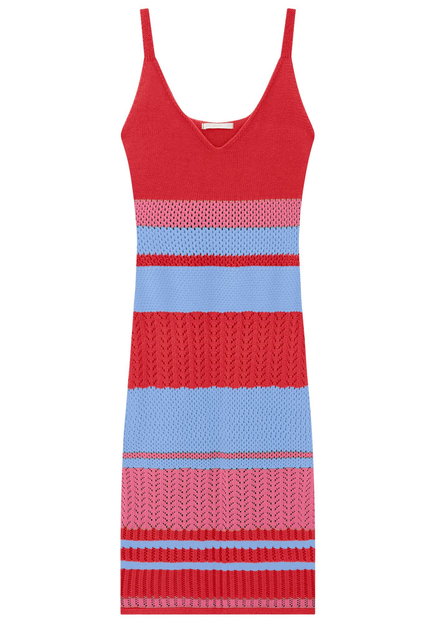 Vestido Midi Listrado em Tric&ocirc; com Fenda, , large.