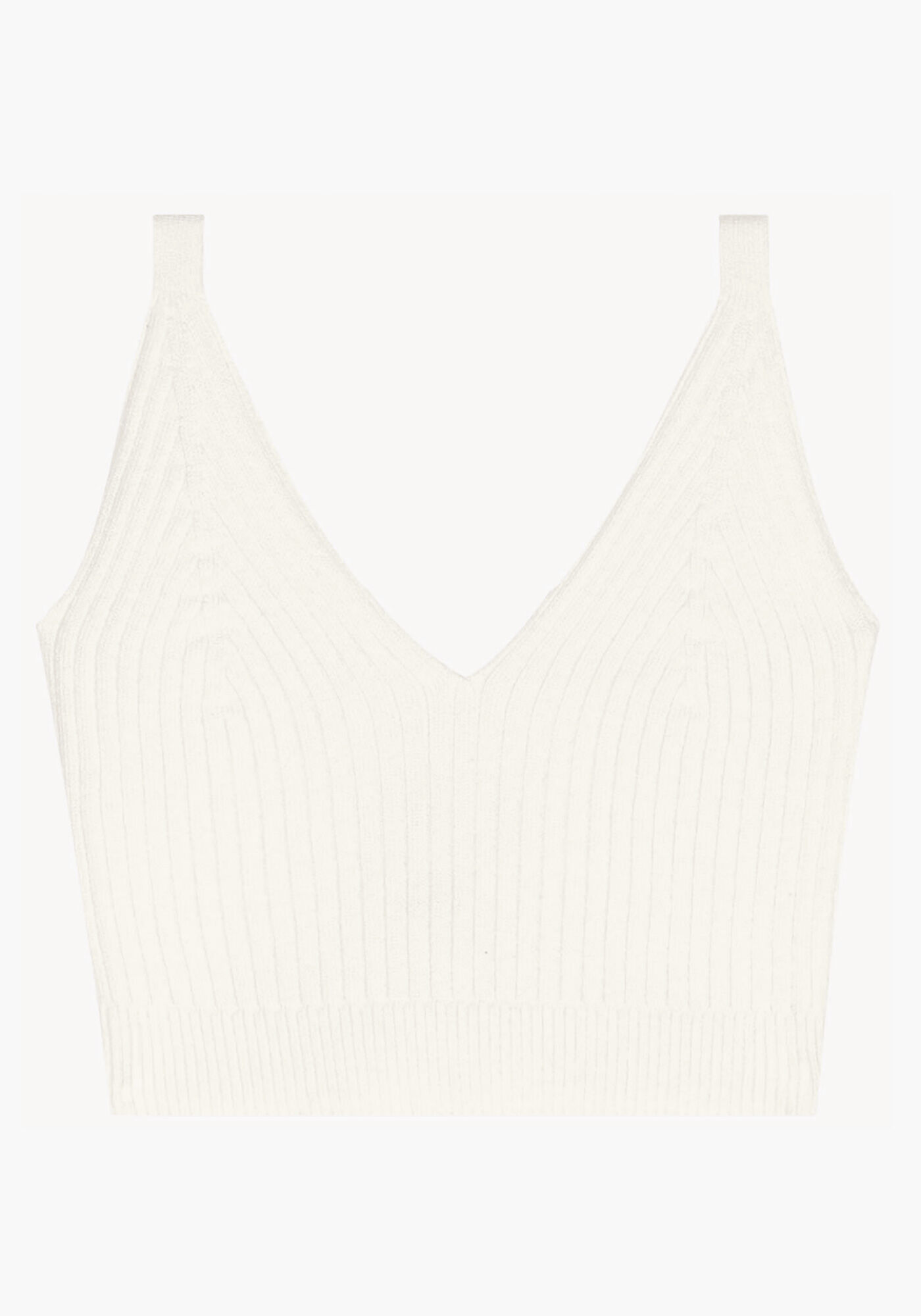 Blusa Cropped em Tric&ocirc; Canelado com Decote V, , large.