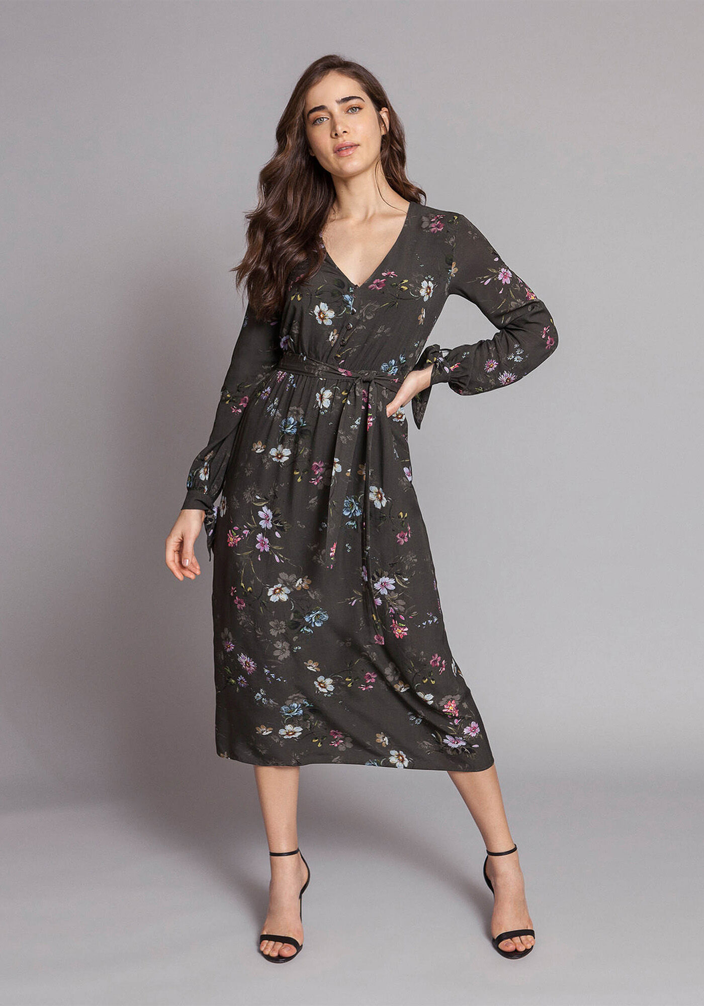 Vestido Longo com Cinto Estampa, , large.