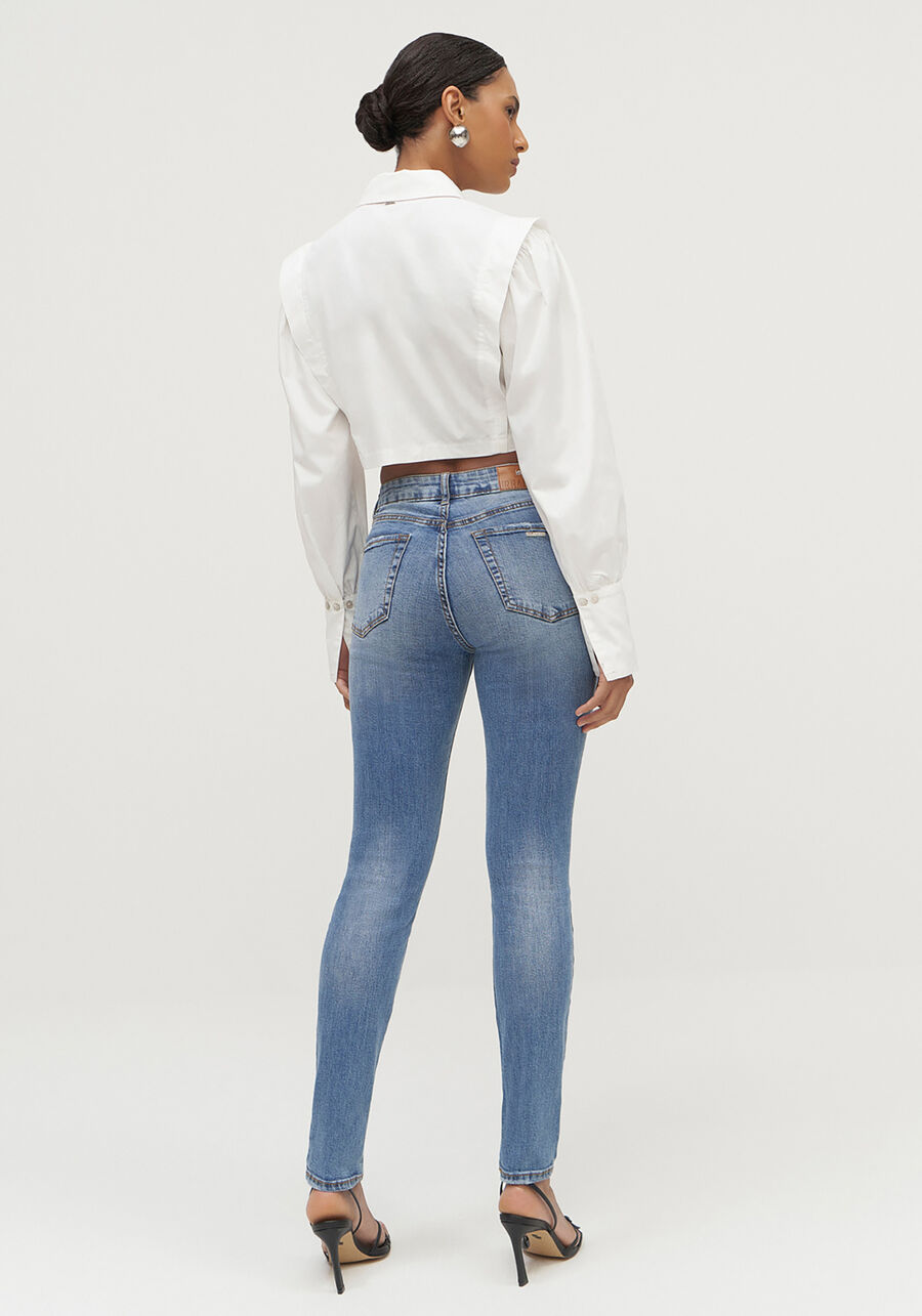 Calça Jeans Skinny Estonada com Cintura Alta, . Calça Jeans Skinny Estonada com Cintura Alta, , large.