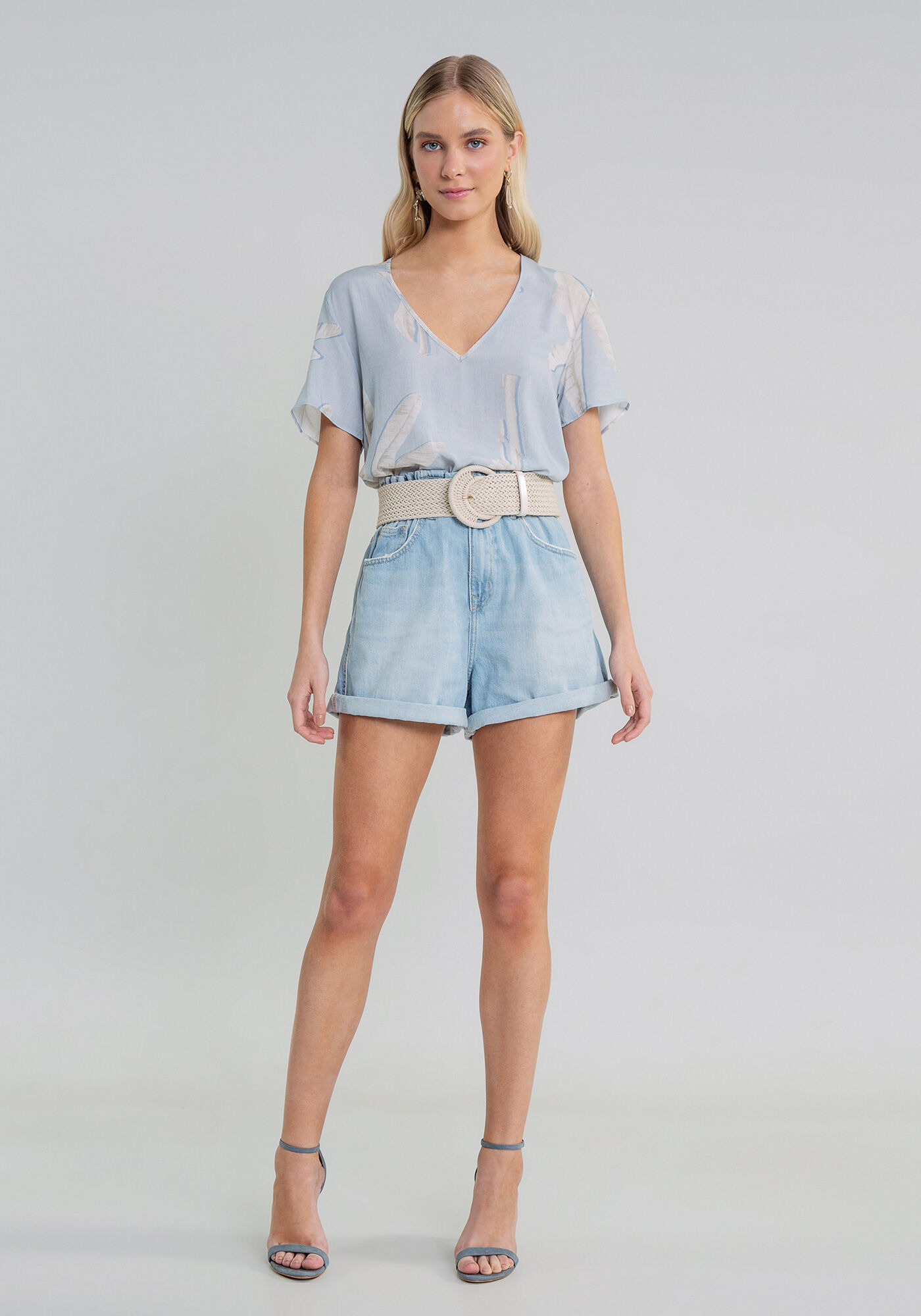 Blusa Decote V Estampa Agata, , large.