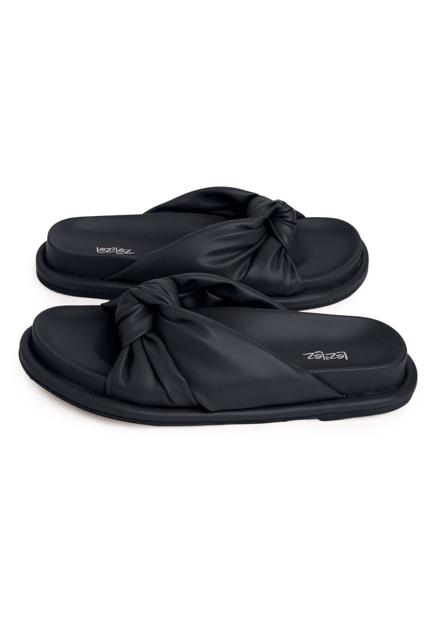 Rasteira Slide Puff com N&oacute;, PRETO REATIVO, large.