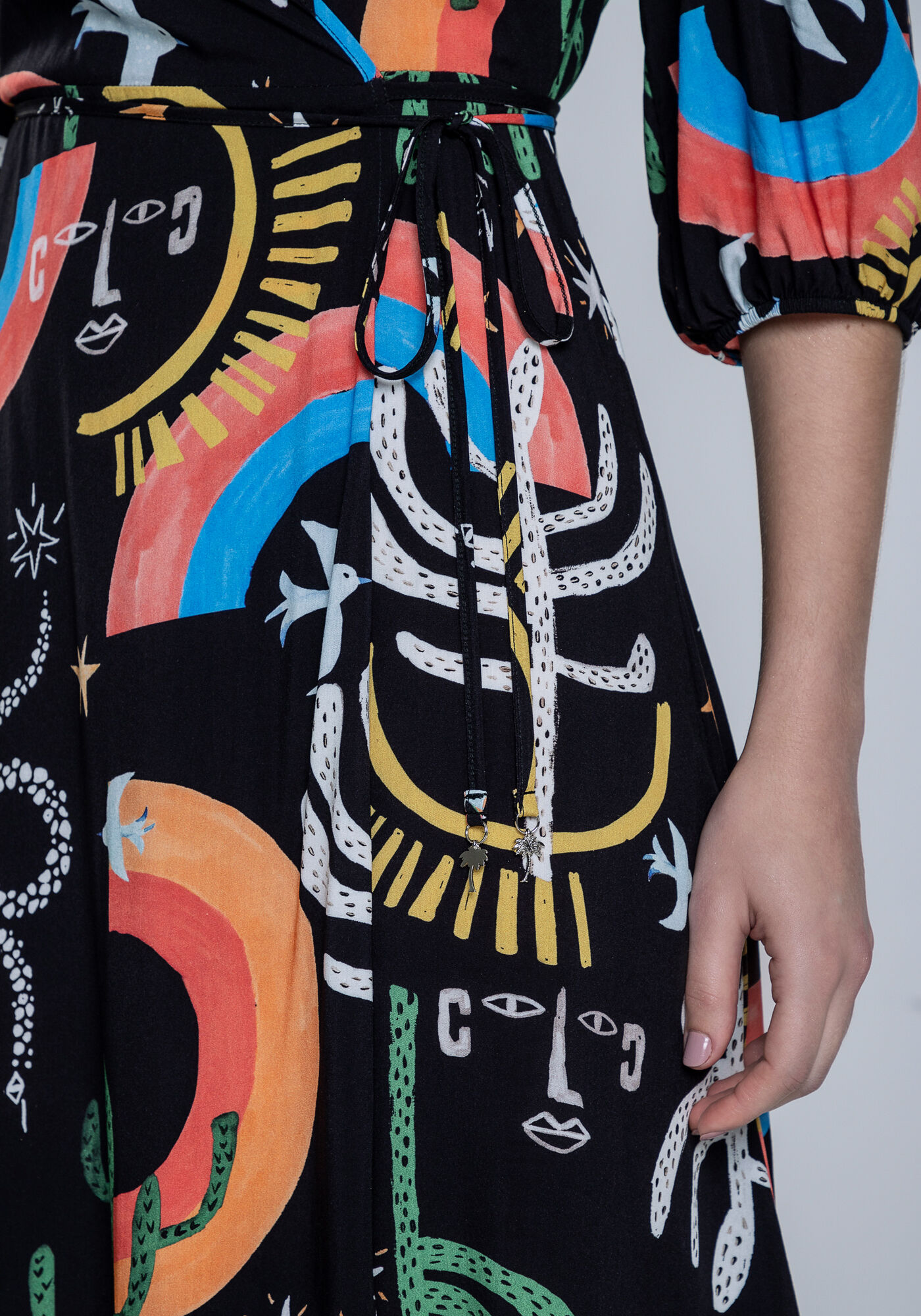 Vestido Midi em Viscose Transpassado, IMAGINARIO, large.