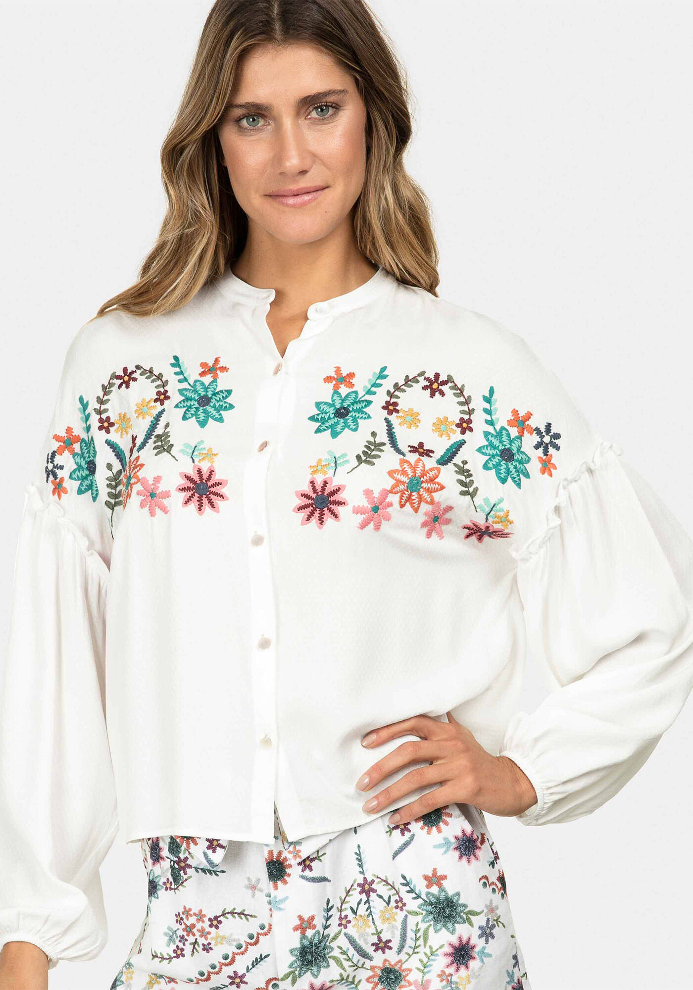 Camisa Manga Longa  Com Bordado Estampa, , large.