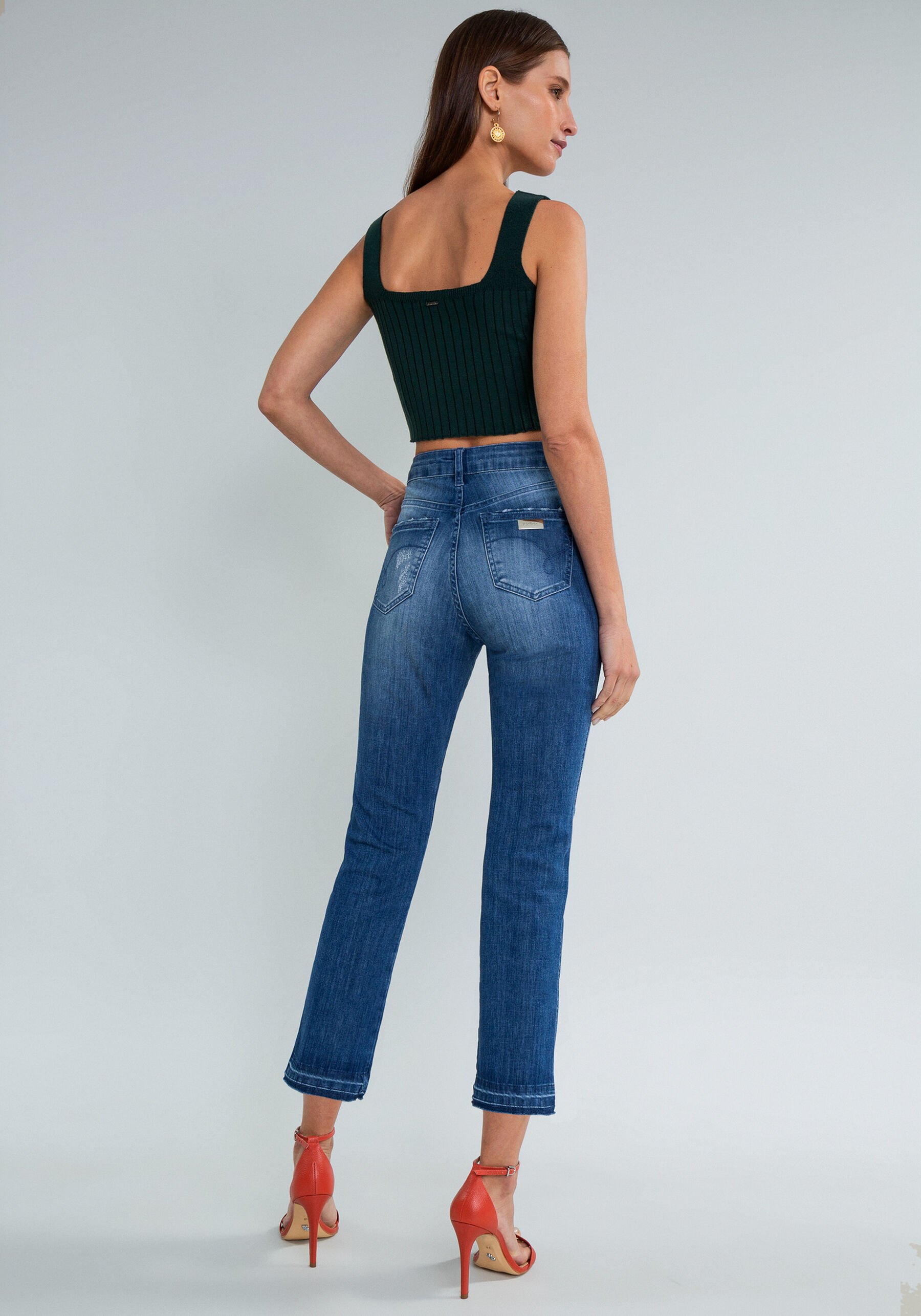 Calça Jeans Reta Cropped Tulum Elastic, . Calça Jeans Reta Cropped Tulum Elastic, , large.