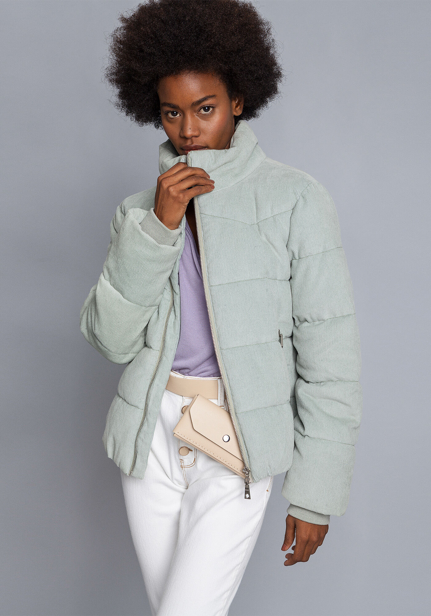 Jaqueta puff gola alta, , large.