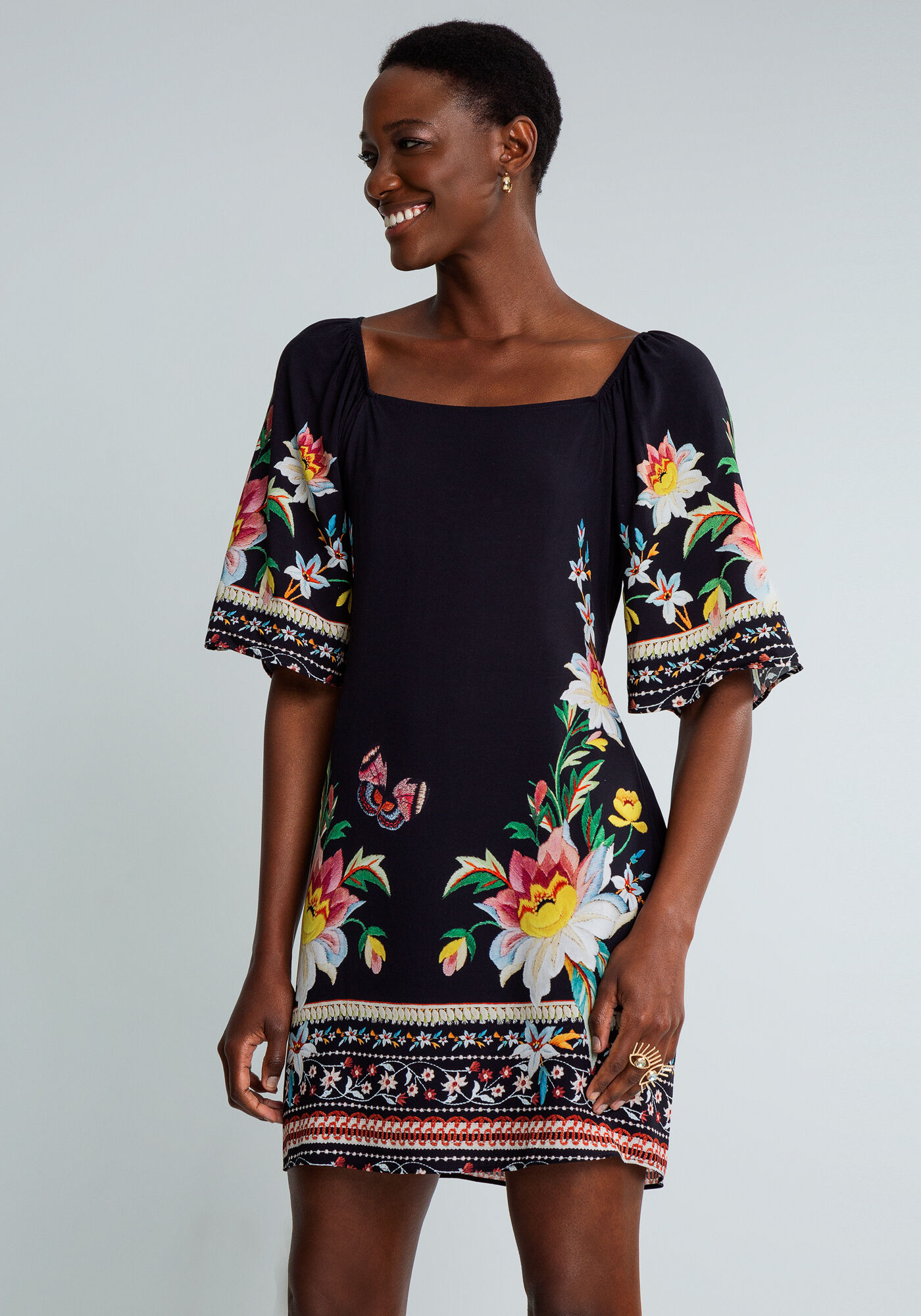 Vestido Curto Amarra&ccedil;&atilde;o Estampada, NOSTALGIA, large.