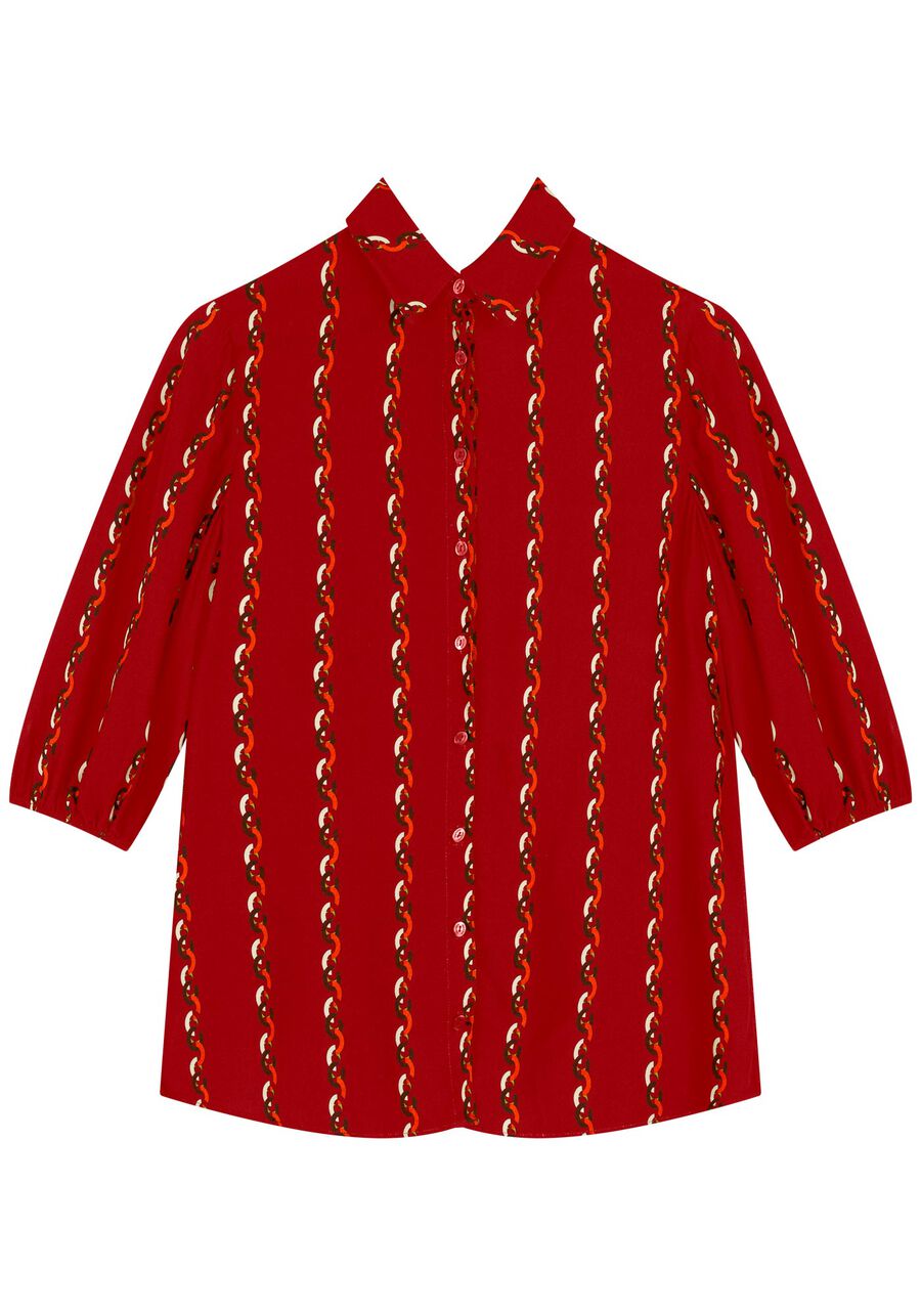 Camisa Estampada De Mangas Médias Em Viscose Com Botões, . Camisa Estampada De Mangas Médias Em Viscose Com Botões, , large.