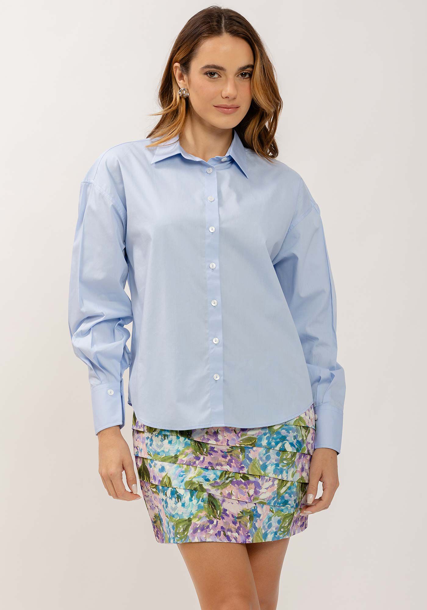 Camisa Manga Longa Alfaiataria em Tricoline, , large.