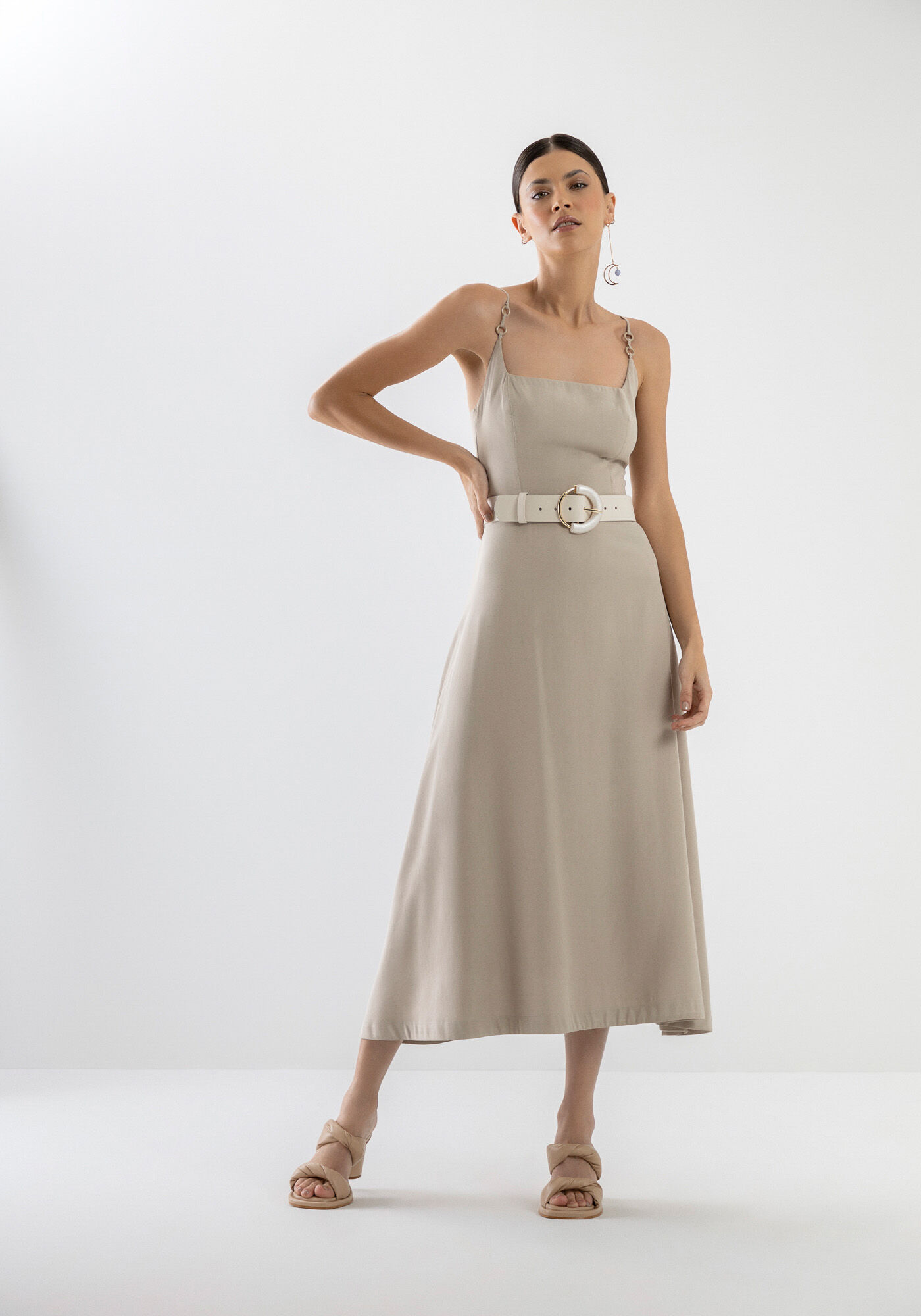 Vestido Midi com Detalhe Al&ccedil;as, , large.