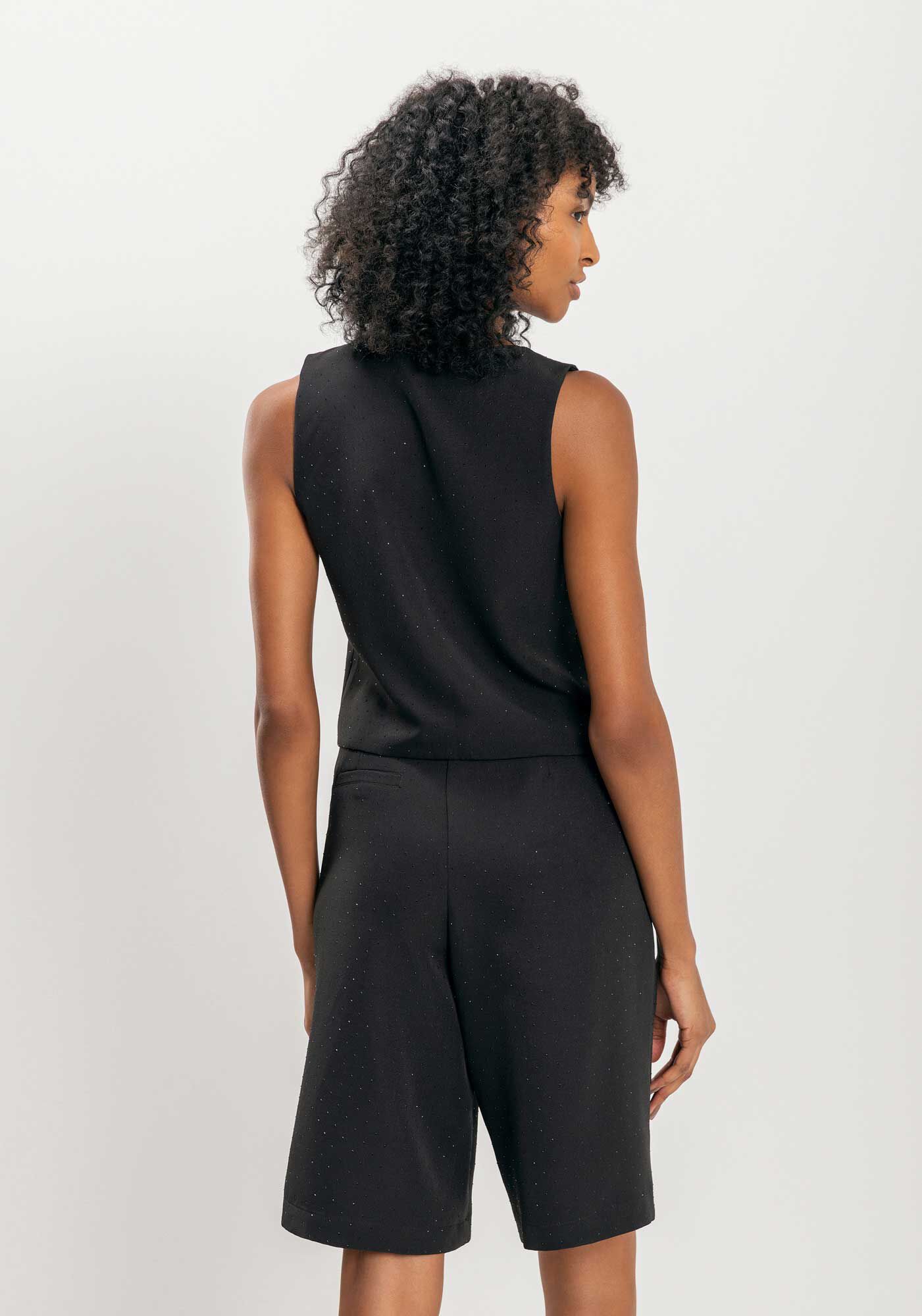 Bermuda De Cintura Alta Com Bolsos E Aplica&ccedil;&otilde;es De Strass, , large.