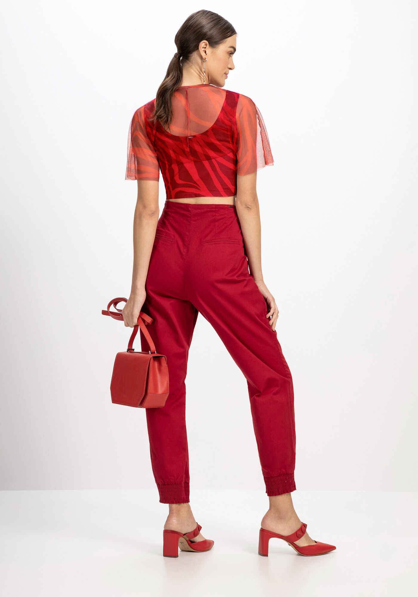 Cal&ccedil;a Sarja Jogging Super Alta com Detalhe C&oacute;s, , large.