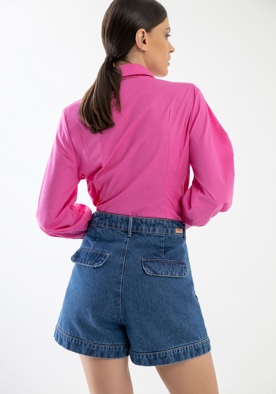 Shorts Jeans Alfaiataria com Cintura Alta, , large.
