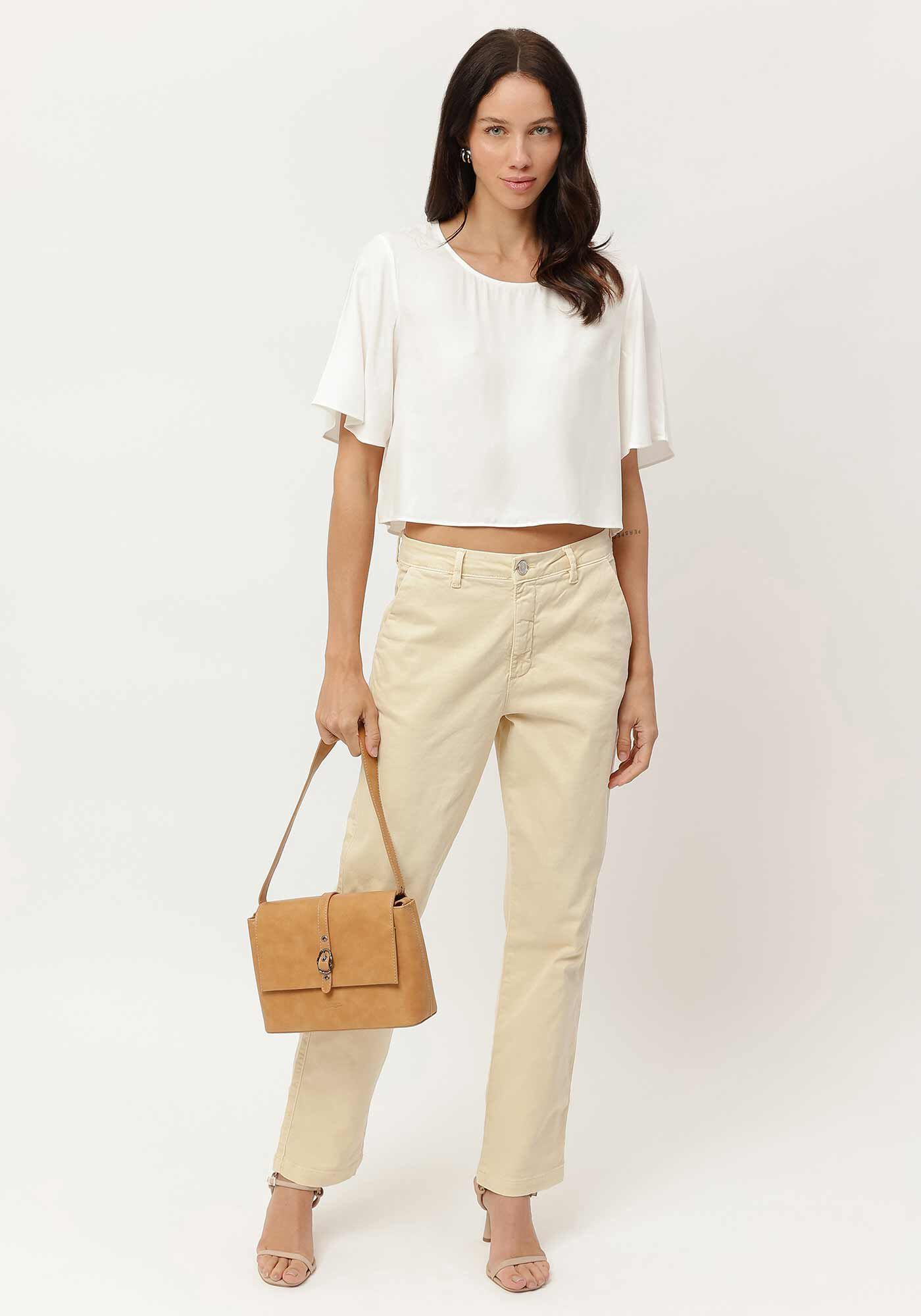 Cal&ccedil;a Sarja Slim Alfaiataria Cropped, BEGE CHAMONIX, large.