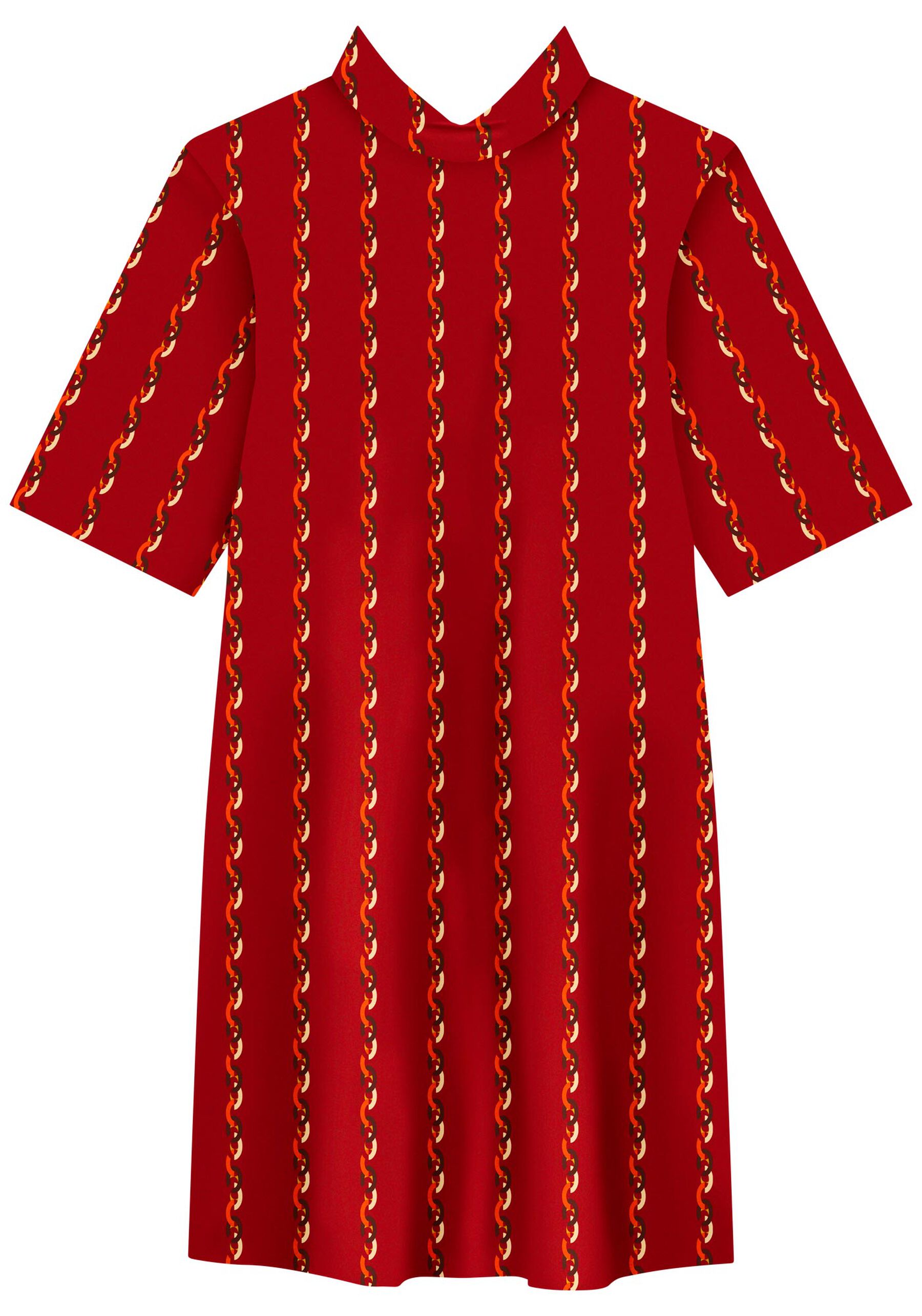 Vestido Curto Estampado Com Gola Alta Em Moletom De Viscose, . Vestido Curto Estampado Com Gola Alta Em Moletom De Viscose, , large.