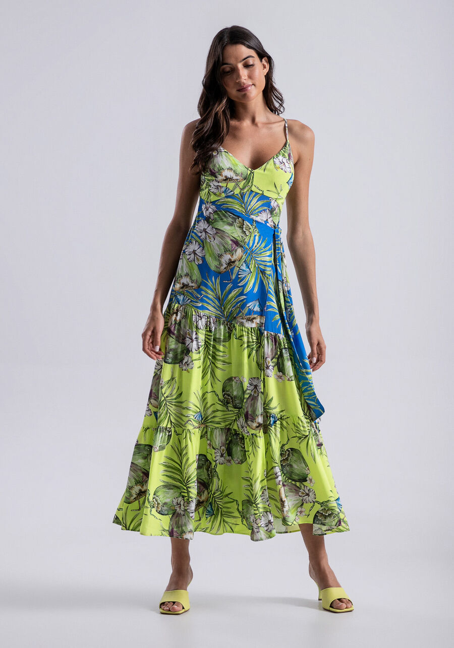 Vestido Midi em Viscose com Recorte Transpassado, AGUA DE COCO. Vestido Midi em Viscose com Recorte Transpassado, AGUA DE COCO, large.