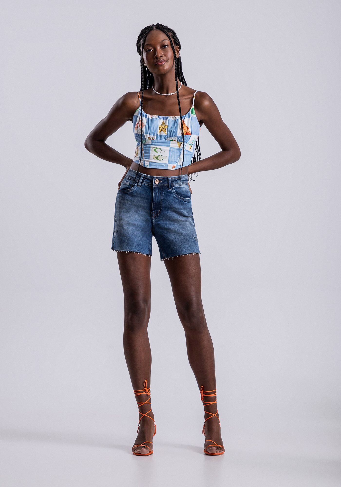 Shorts Jeans Ibiza M&eacute;dio com Cintura Alta, , large.