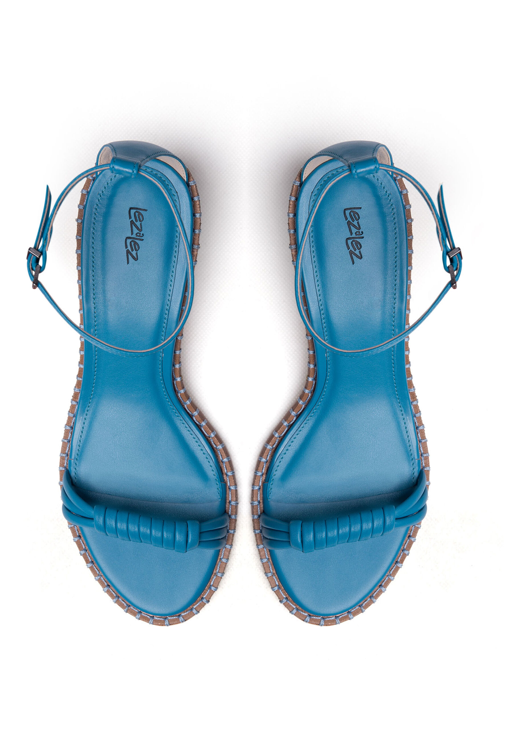 Sandália com Salto Diferenciado de Acrílico, AZUL TENUE. Sandália com Salto Diferenciado de Acrílico, AZUL TENUE, large.