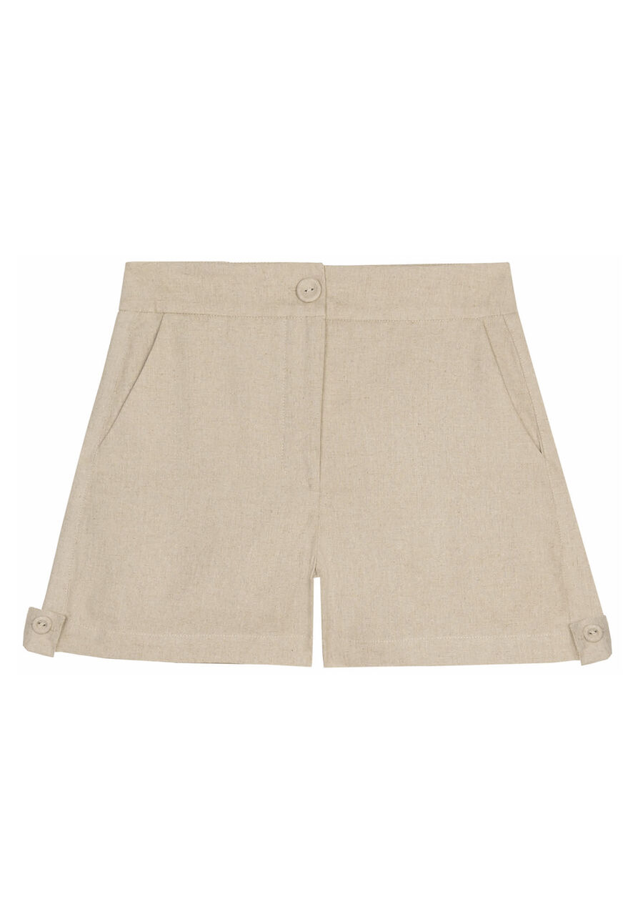 Shorts Alfaiataria em Linho com Detalhe Barra, . Shorts Alfaiataria em Linho com Detalhe Barra, , large.