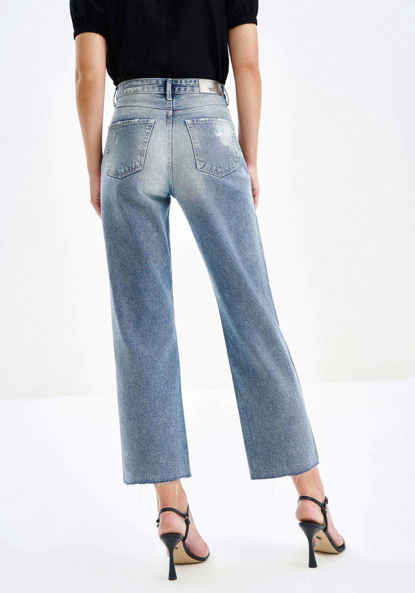 Cal&ccedil;a Jeans Reta Cropped Estonada, JEANS, large.