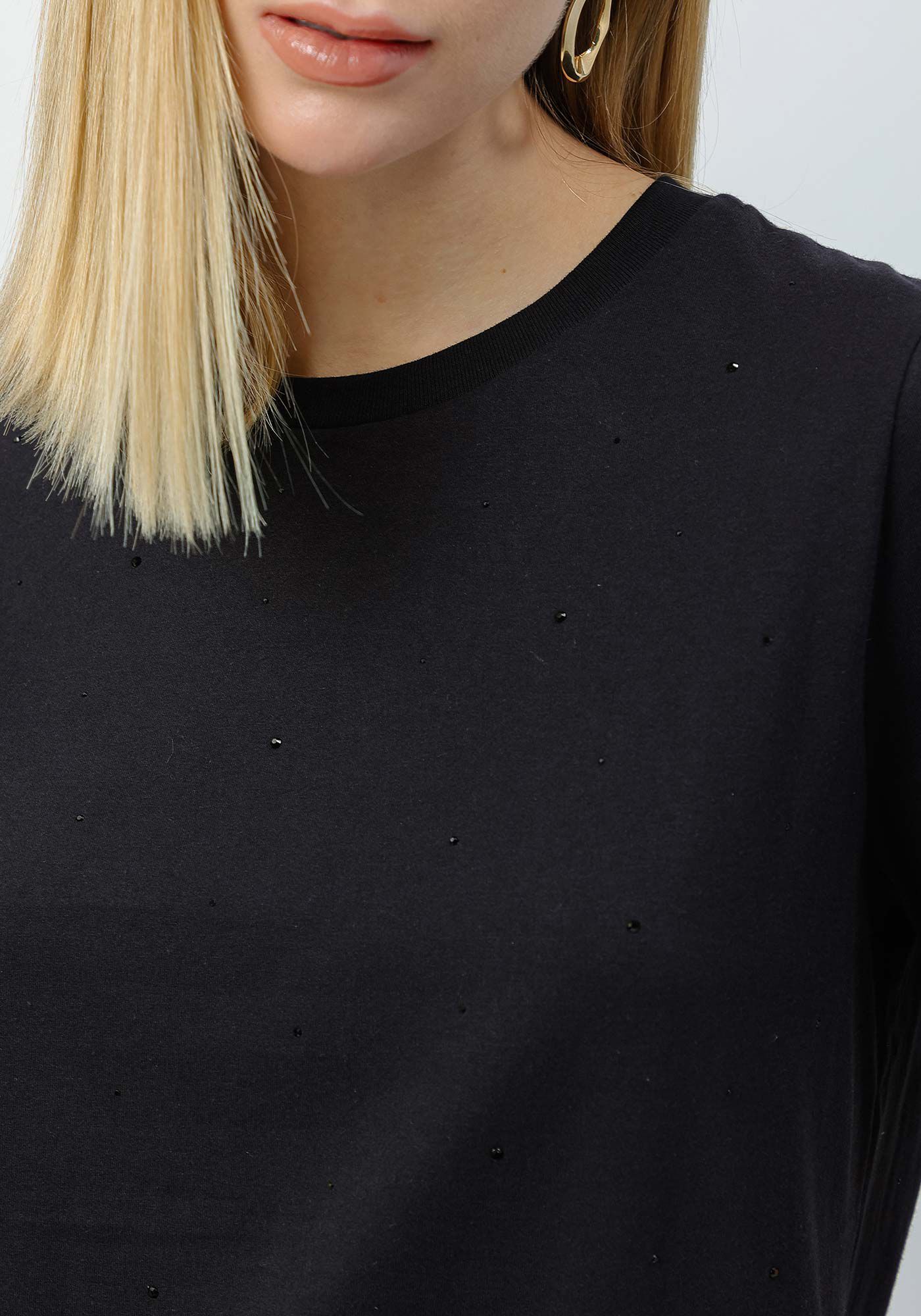 T-shirt em Malha com Strass, , large.