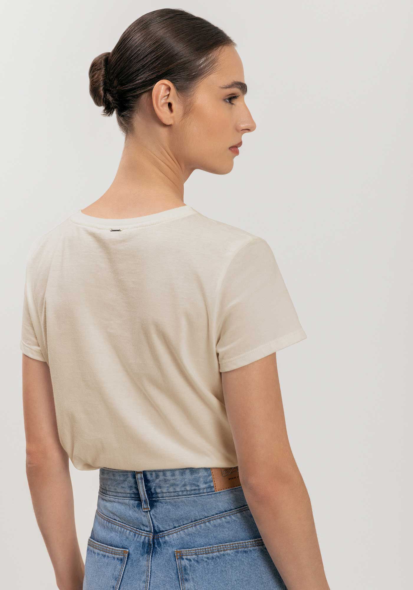 Blusa T-shirt De Mangas Curtas Em Algod&atilde;o Com Assinatura, , large.